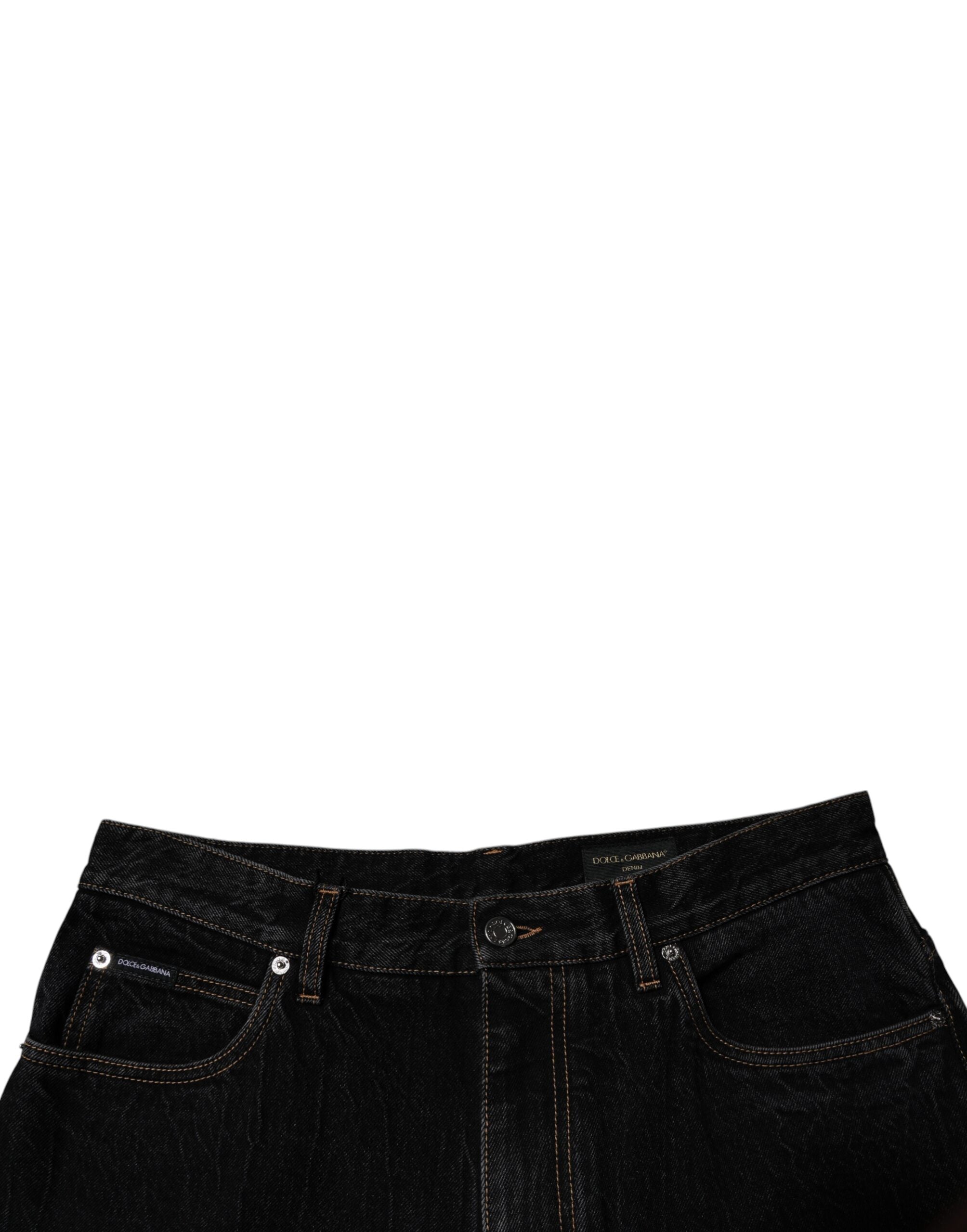 Dolce & Gabbana Black Cotton Mid Waist Wide Leg Denim Jeans -   -  Dolce & Gabbana.