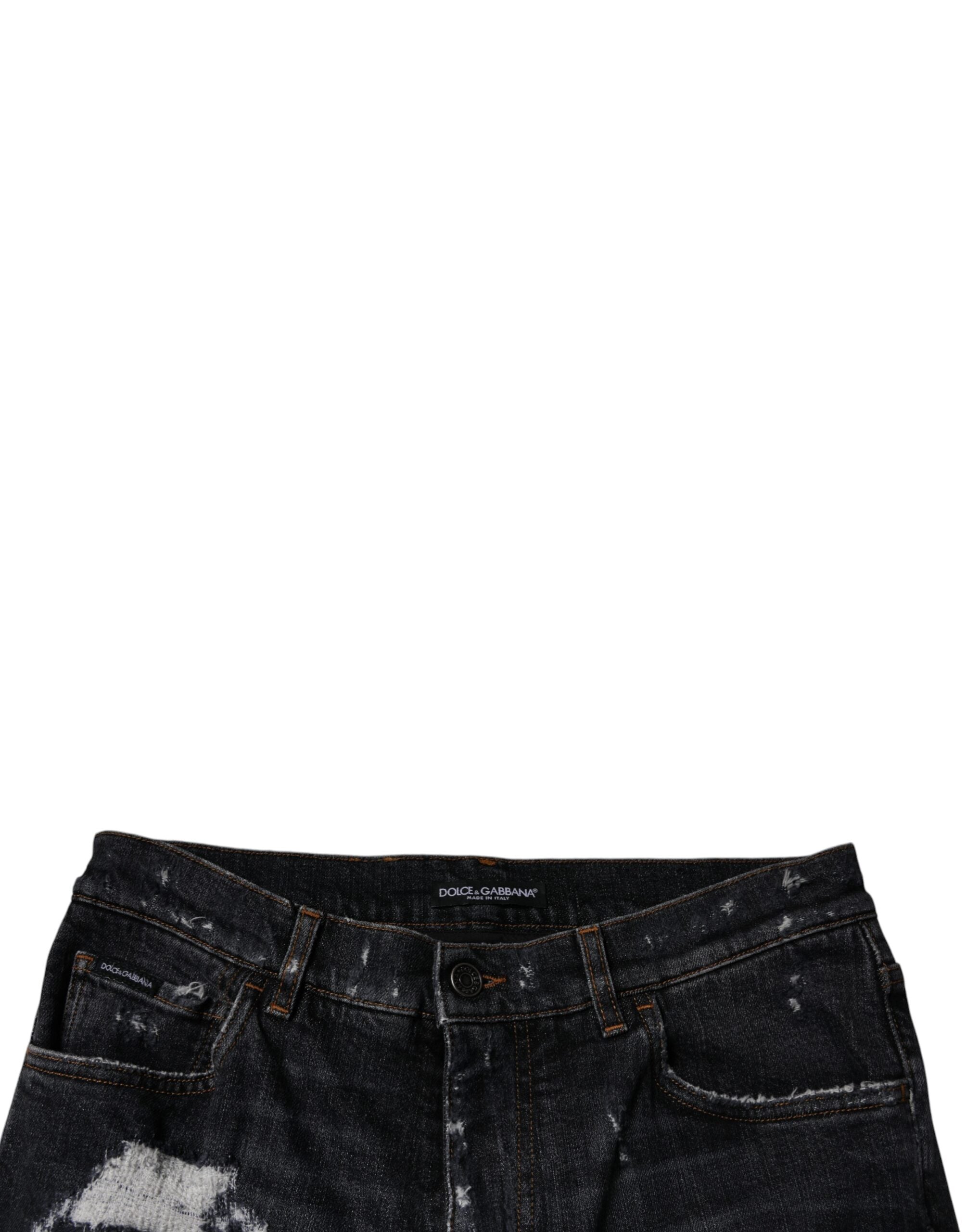 Dolce & Gabbana Black Tattered Cotton Skinny Men Denim Jeans -   -  Dolce & Gabbana.