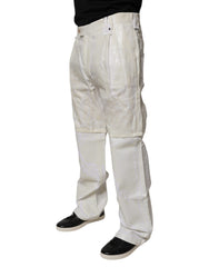 Dolce & Gabbana White Linen Mid Waist Straight Men Denim Jeans -   -  Dolce & Gabbana.