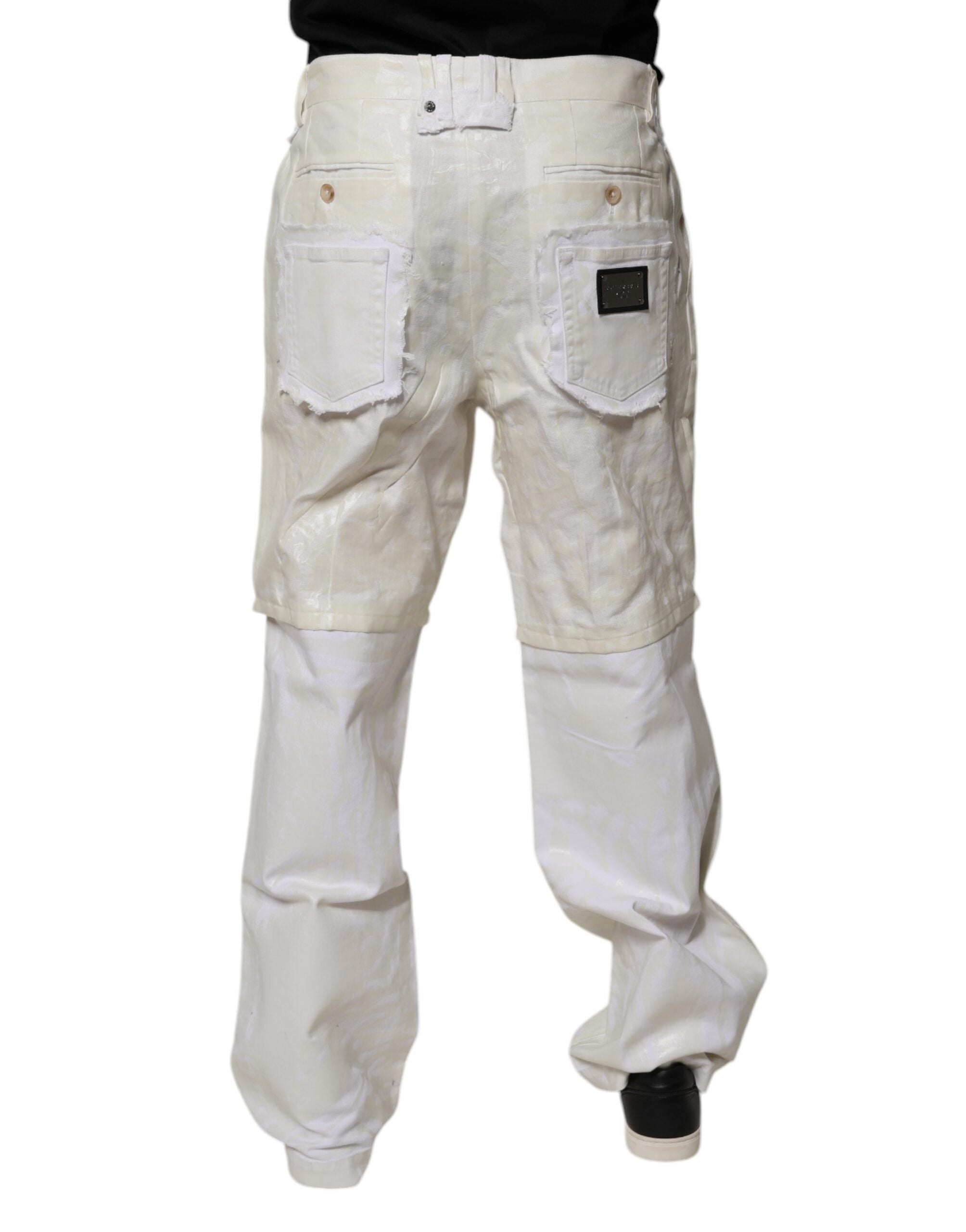 Dolce & Gabbana White Linen Mid Waist Straight Men Denim Jeans -   -  Dolce & Gabbana.