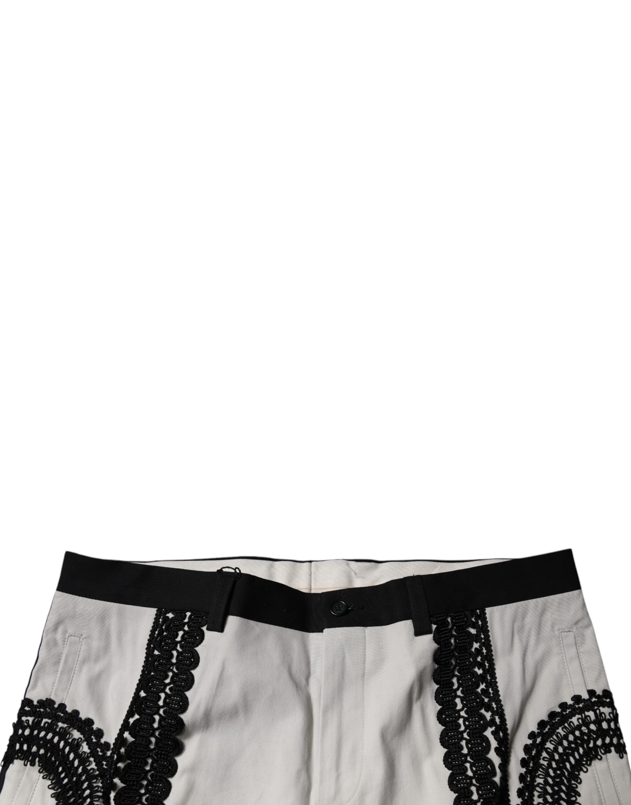 Dolce & Gabbana White Lace Trim Mid Waist Dress Formal Pants -   -  Dolce & Gabbana.