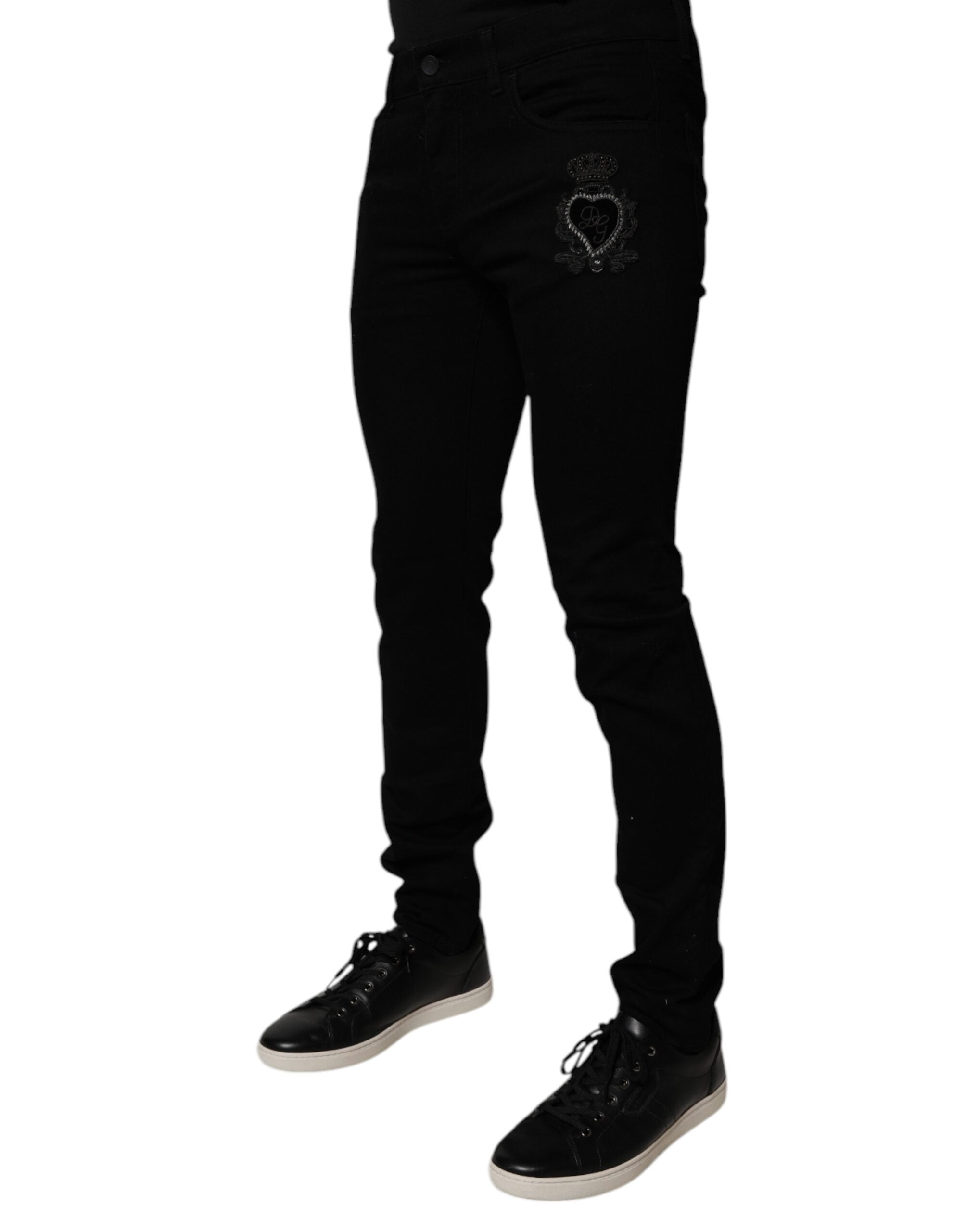 Dolce & Gabbana Black Sacred Heart Cotton Skinny Denim Jeans -   -  Dolce & Gabbana.