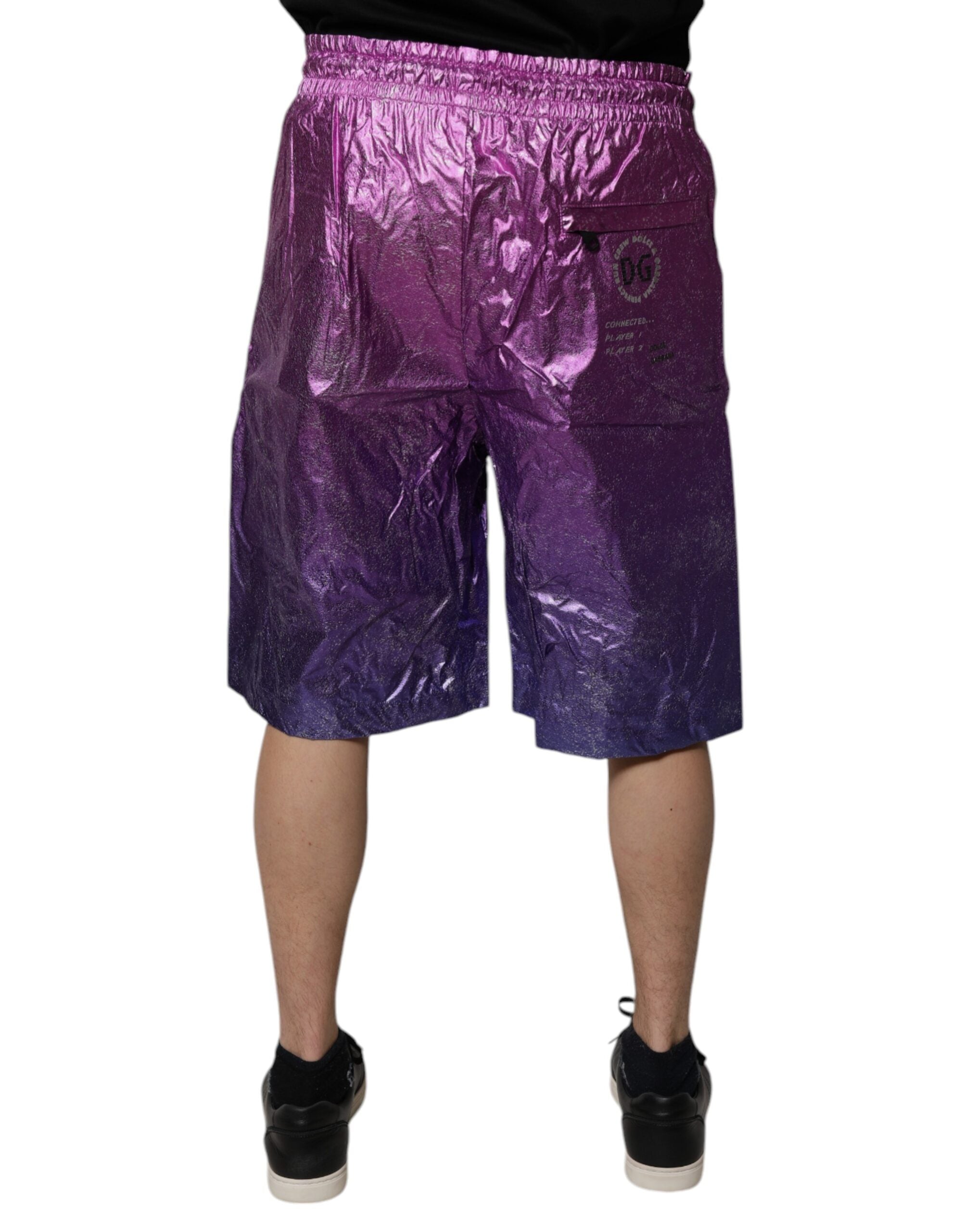 Dolce & Gabbana Metallic Pink Purple Two Tone Bermuda Shorts -   -  Dolce & Gabbana.