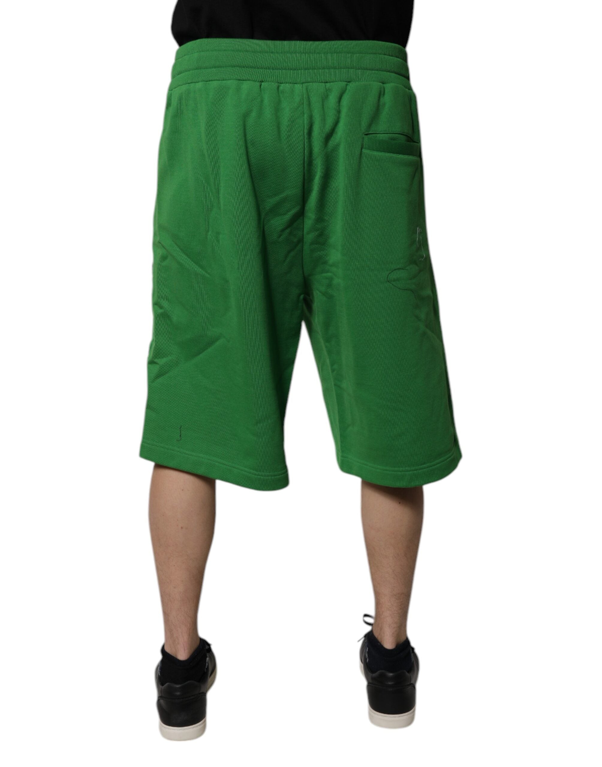 Dolce & Gabbana Green Cotton Men Sweatshorts Bermuda Shorts -   -  Dolce & Gabbana.