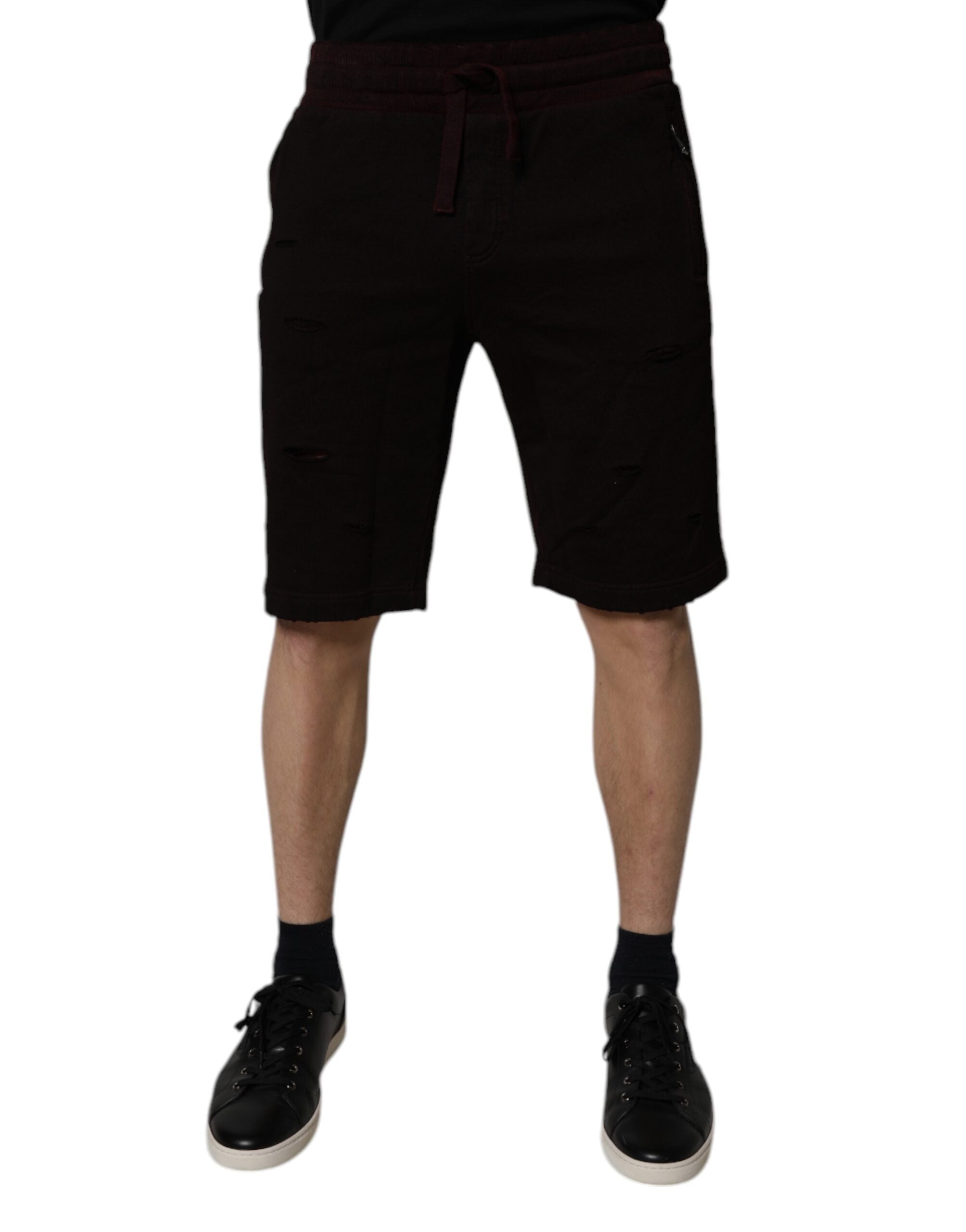 Dolce & Gabbana Maroon Cotton Sweatshorts Men Bermuda Shorts -   -  Dolce & Gabbana.