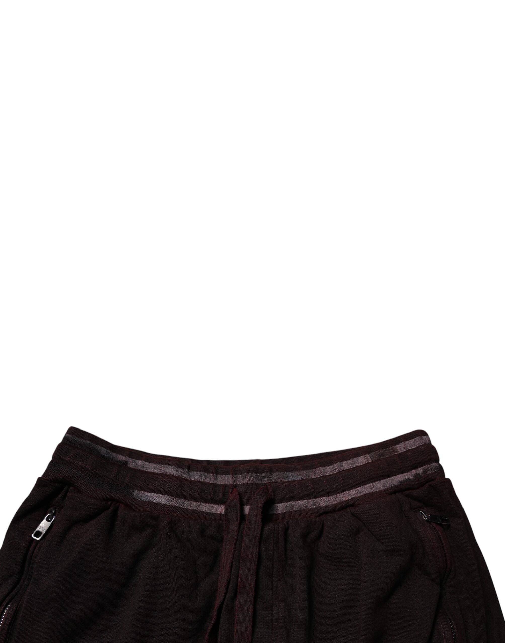 Dolce & Gabbana Maroon Cotton Logo Plaque Men Bermuda Shorts -   -  Dolce & Gabbana.