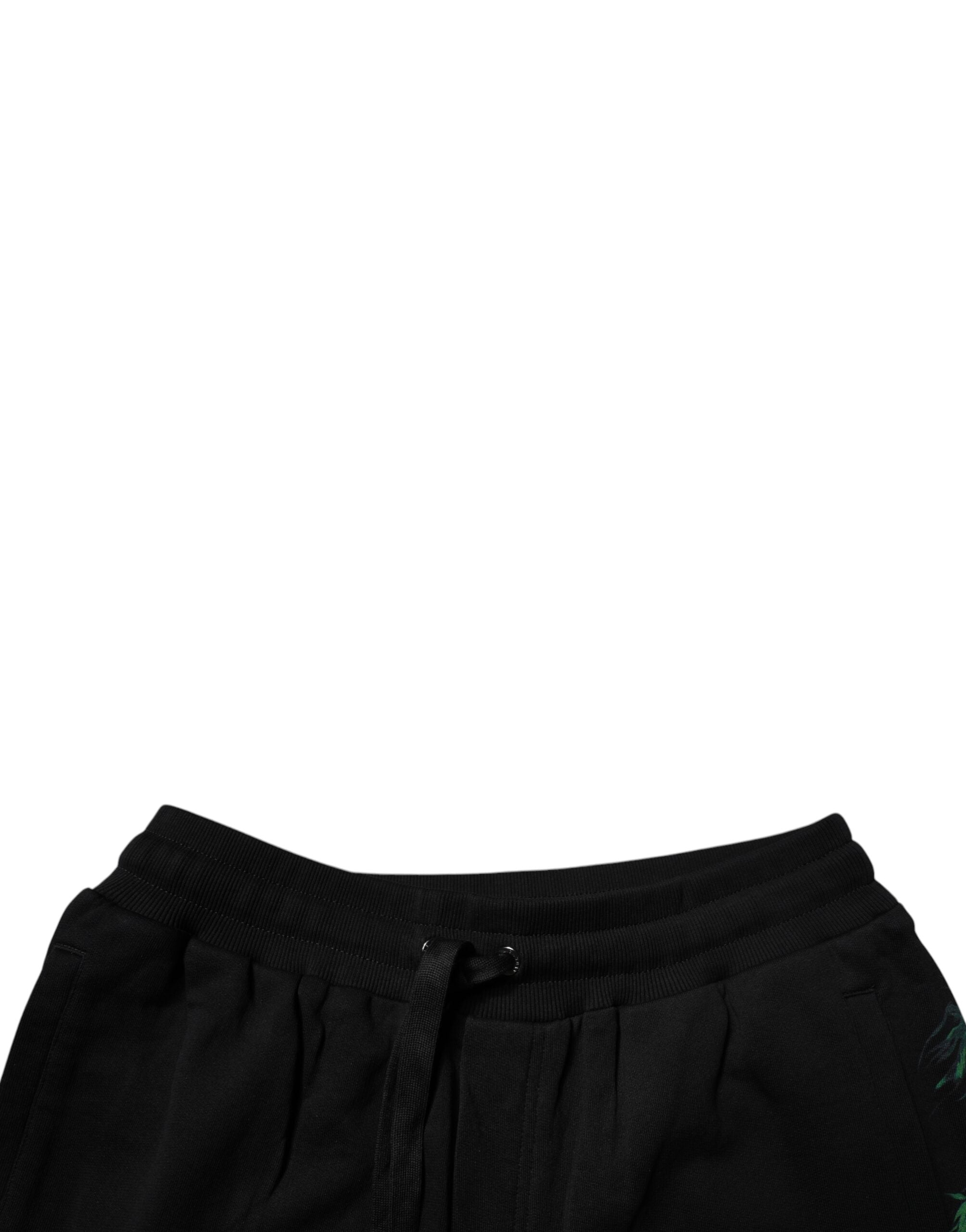 Dolce & Gabbana Black Cotton Logo Floral Print Bermuda Shorts -   -  Dolce & Gabbana.
