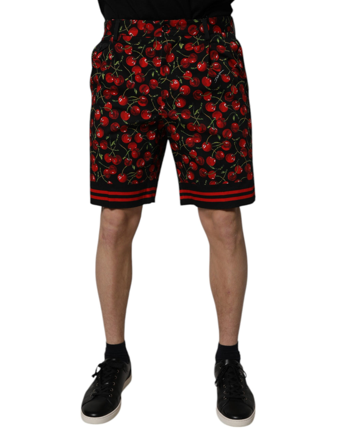 Dolce & Gabbana Black Red Cherry Print Bermuda Cotton Shorts -   -  Dolce & Gabbana.