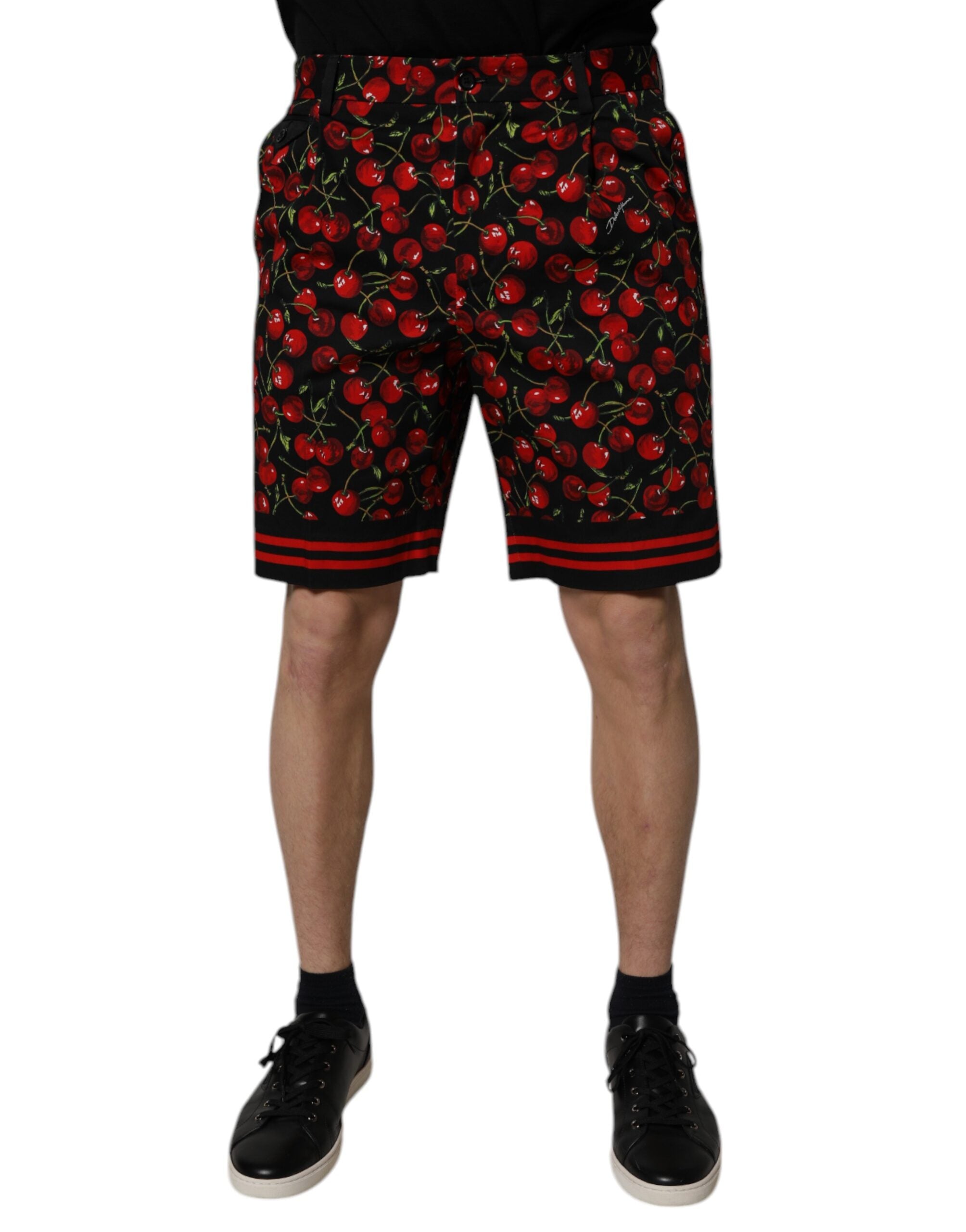 Dolce & Gabbana Black Red Cherry Print Bermuda Cotton Shorts -   -  Dolce & Gabbana.
