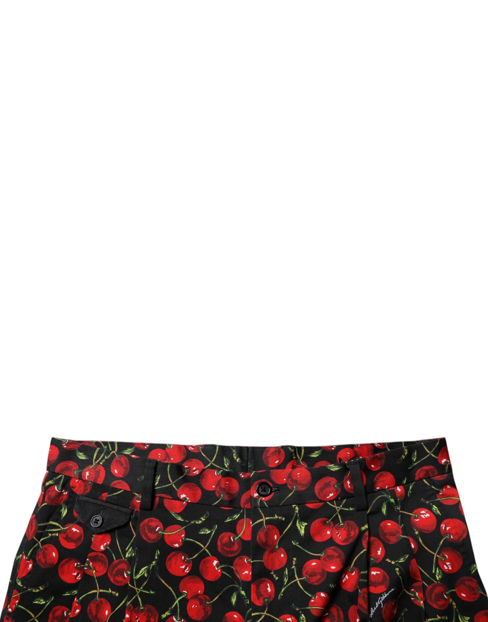 Dolce & Gabbana Black Red Cherry Print Bermuda Cotton Shorts -   -  Dolce & Gabbana.