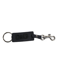 Dolce & Gabbana Blue Calf Leather DG Logo Silver Brass Keyring Keychain -   -  Dolce & Gabbana.