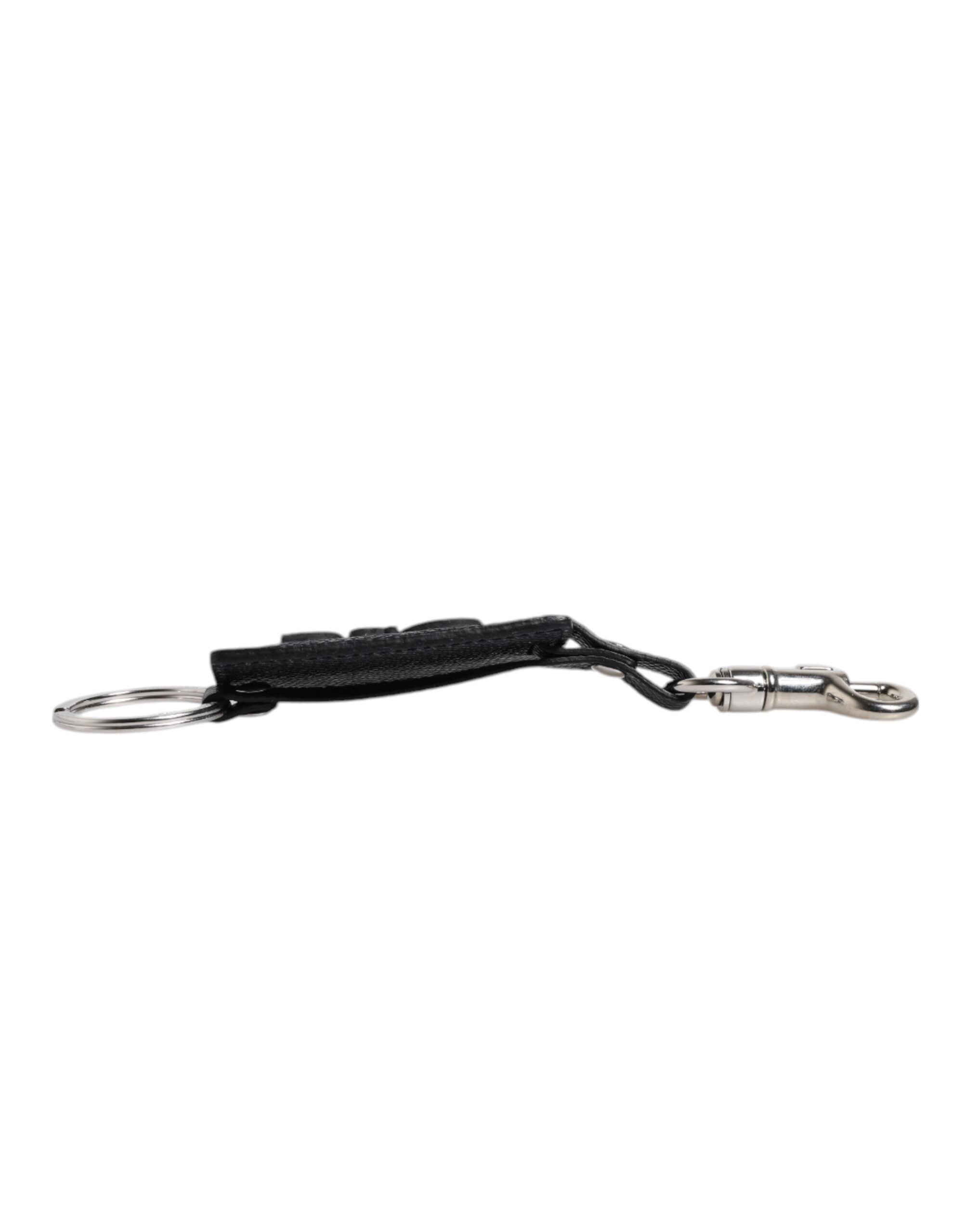 Dolce & Gabbana Blue Calf Leather DG Logo Silver Brass Keyring Keychain -   -  Dolce & Gabbana.