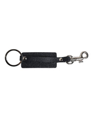 Dolce & Gabbana Blue Calf Leather DG Logo Silver Brass Keyring Keychain -   -  Dolce & Gabbana.