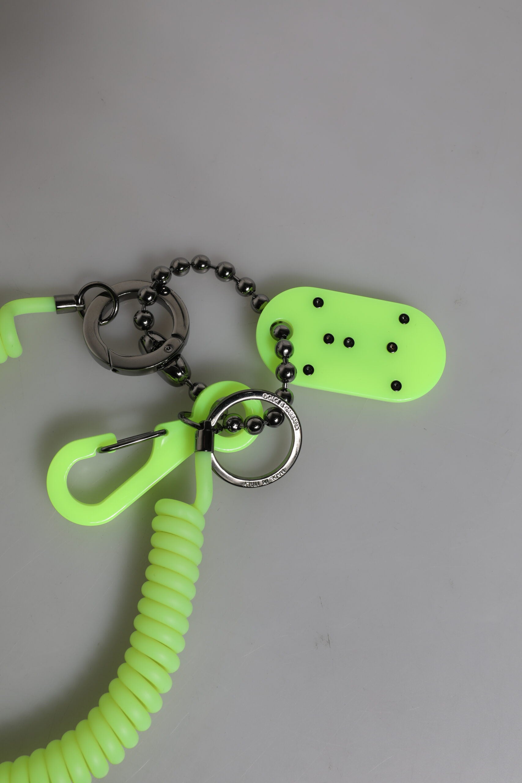 Dolce & Gabbana Green Springy Key Holder DG Logo Men's Keychain Keyring -   -  Dolce & Gabbana.