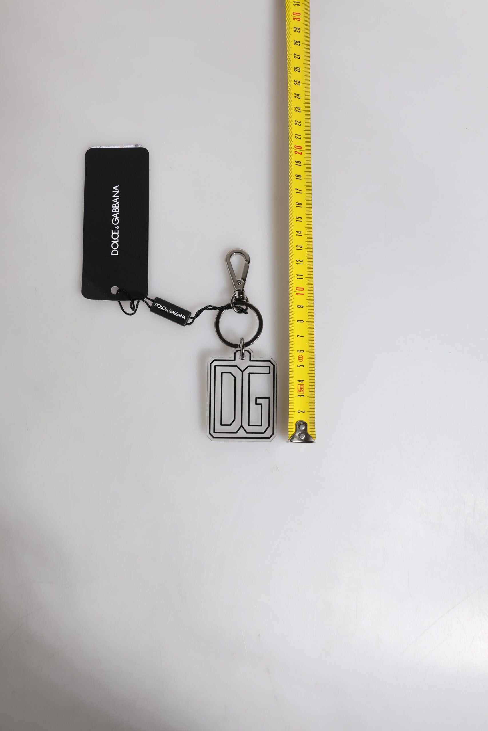 Dolce & Gabbana Gray Black DG Rubber Logo Silver Men's Keychain Keyring -   -  Dolce & Gabbana.
