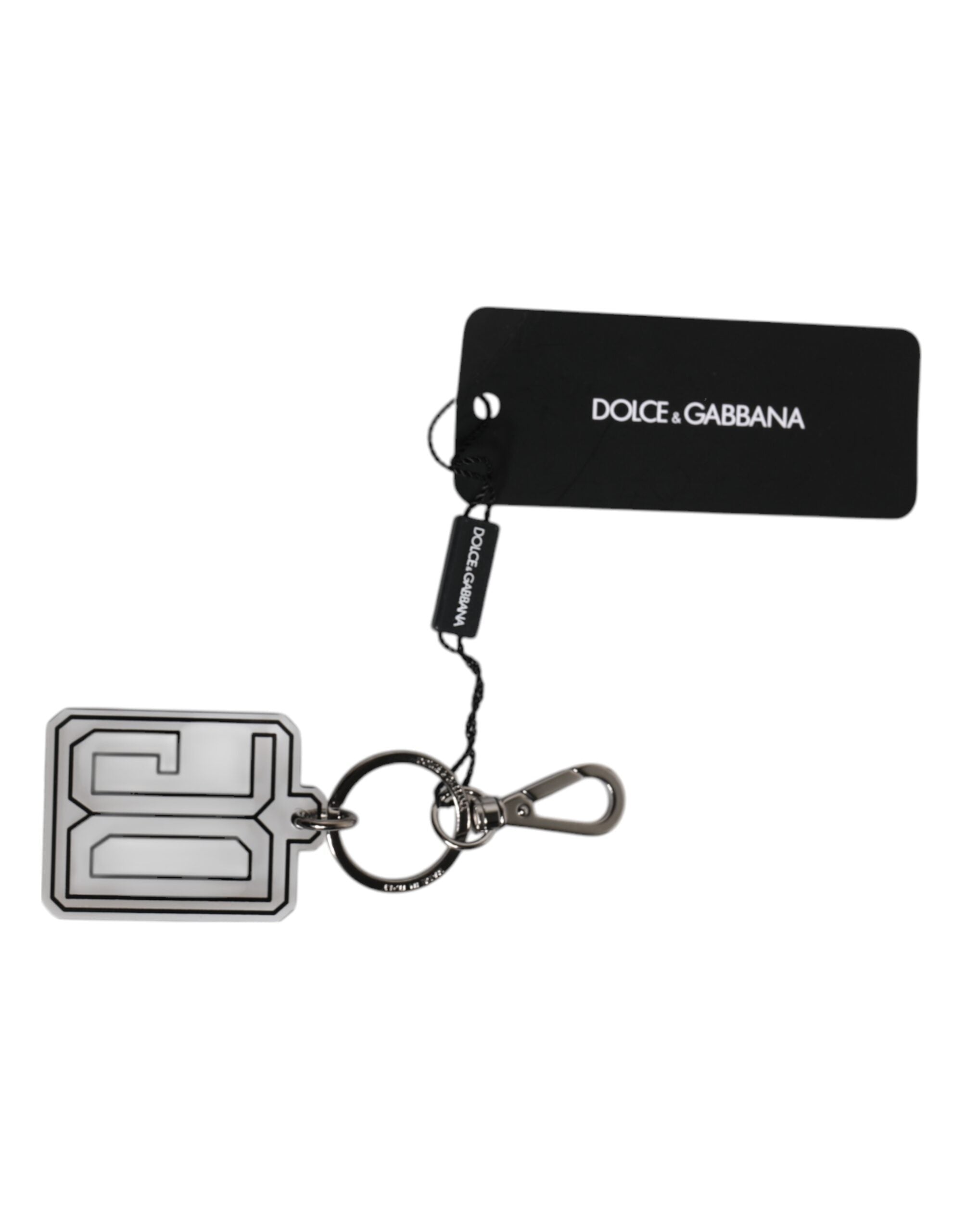 Dolce & Gabbana Gray Black DG Rubber Logo Silver Men's Keychain Keyring -   -  Dolce & Gabbana.