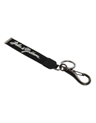 Dolce & Gabbana Black White DG Logo Silver Men Keychain Polyester Keyring -   -  Dolce & Gabbana.