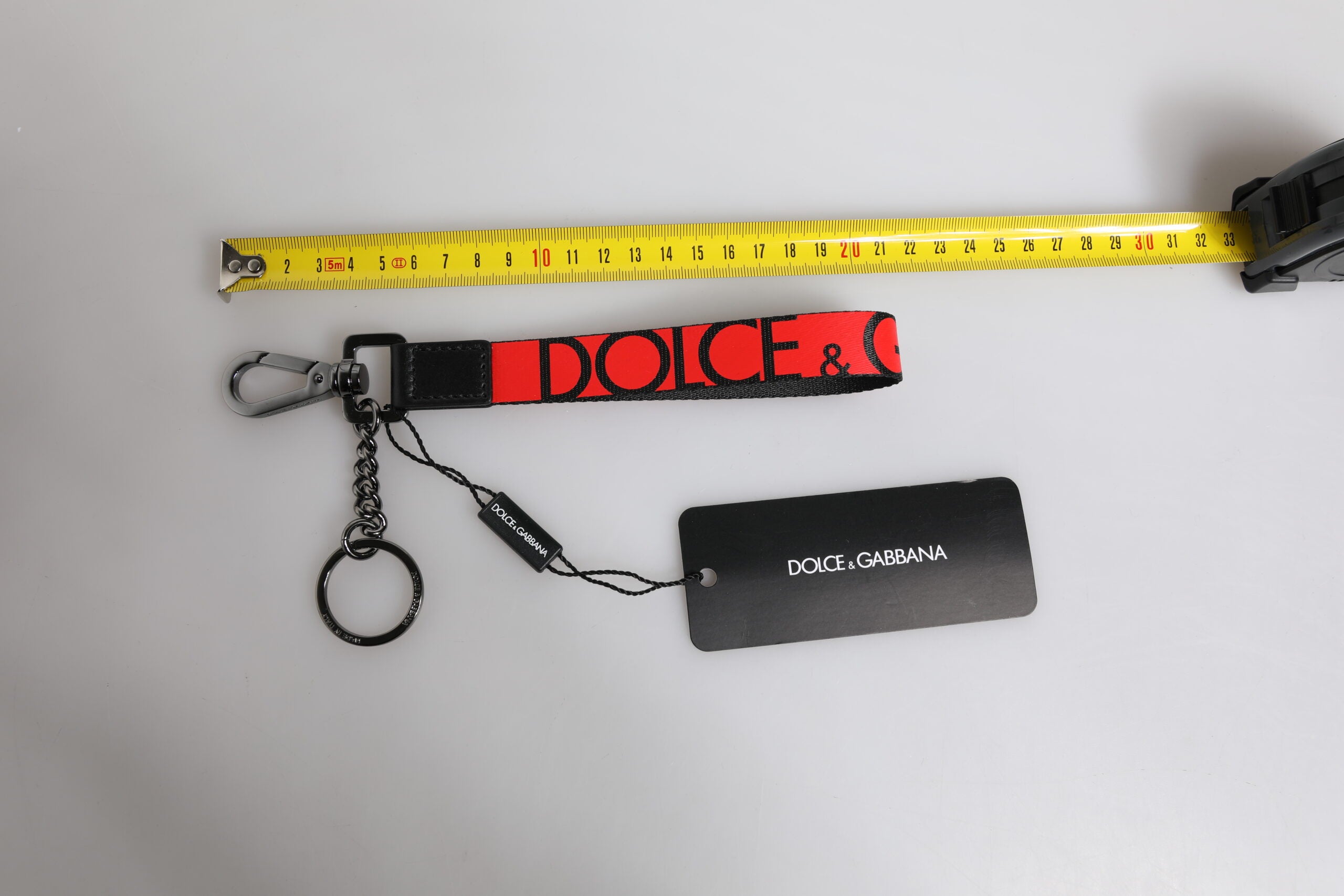 Dolce & Gabbana Red Logo Nylon Silver Brass Men Holder Keychain Keyring -   -  Dolce & Gabbana.