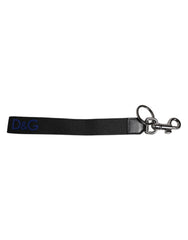 Dolce & Gabbana Black Logo Nylon Silver Brass Men Holder Keychain Keyring -   -  Dolce & Gabbana.