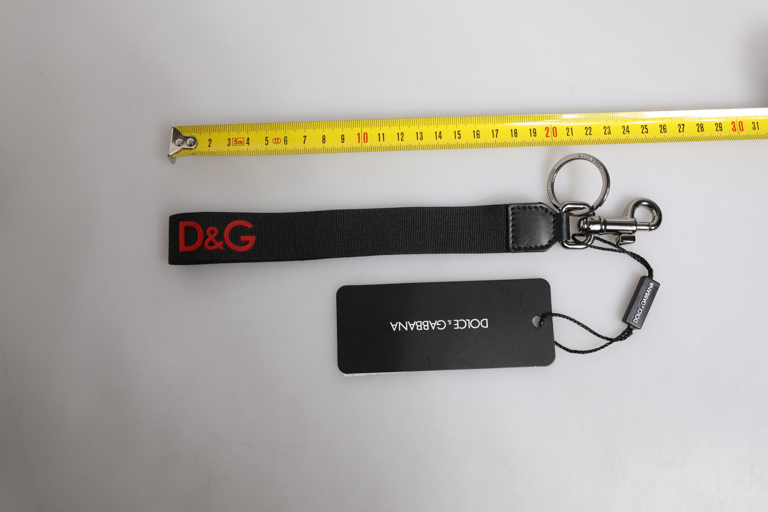 Dolce & Gabbana Black Logo Nylon Silver Brass Men Holder Keychain Keyring -   -  Dolce & Gabbana.