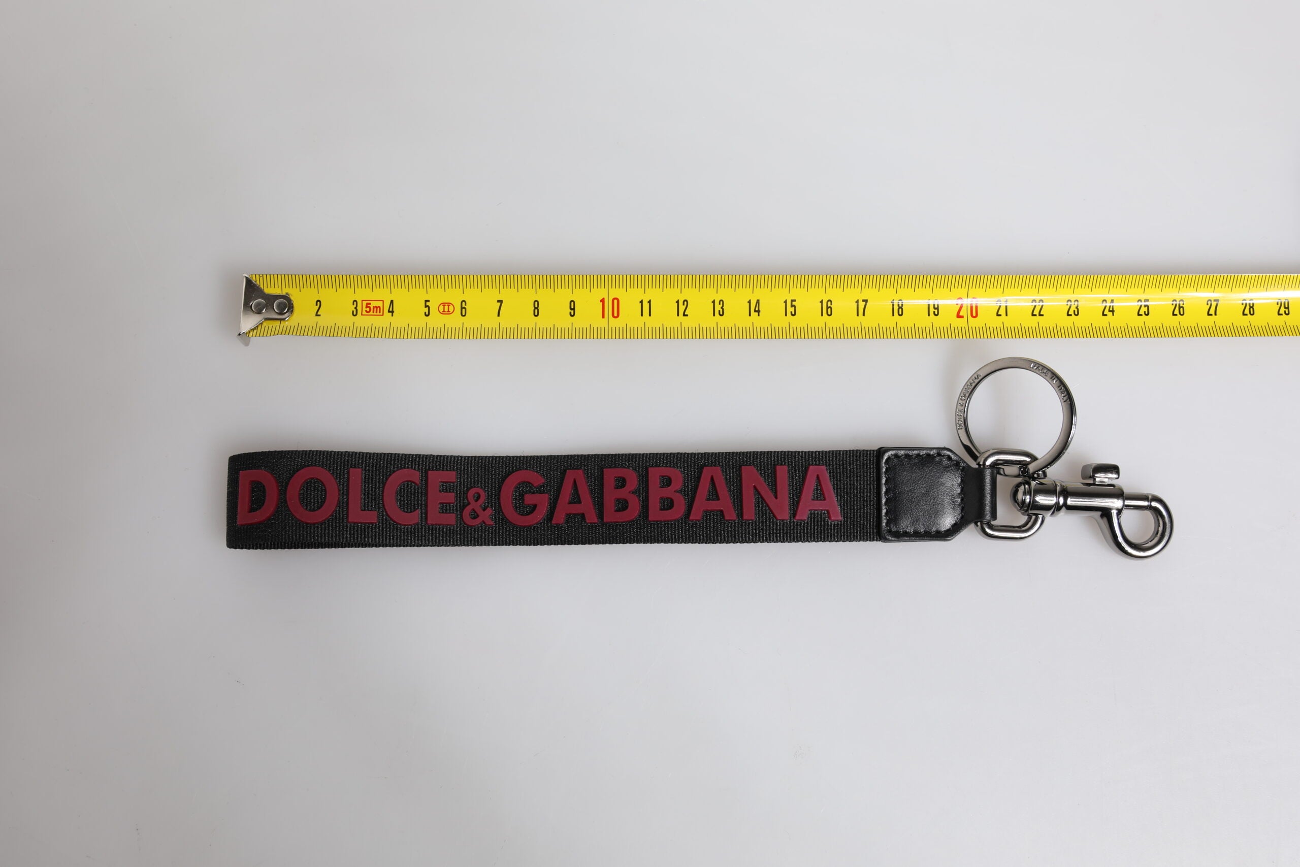 Dolce & Gabbana Black Logo Nylon Silver Brass Men Holder Keychain Keyring -   -  Dolce & Gabbana.