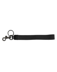 Dolce & Gabbana Black Logo Nylon Silver Brass Men Holder Keychain Keyring -   -  Dolce & Gabbana.
