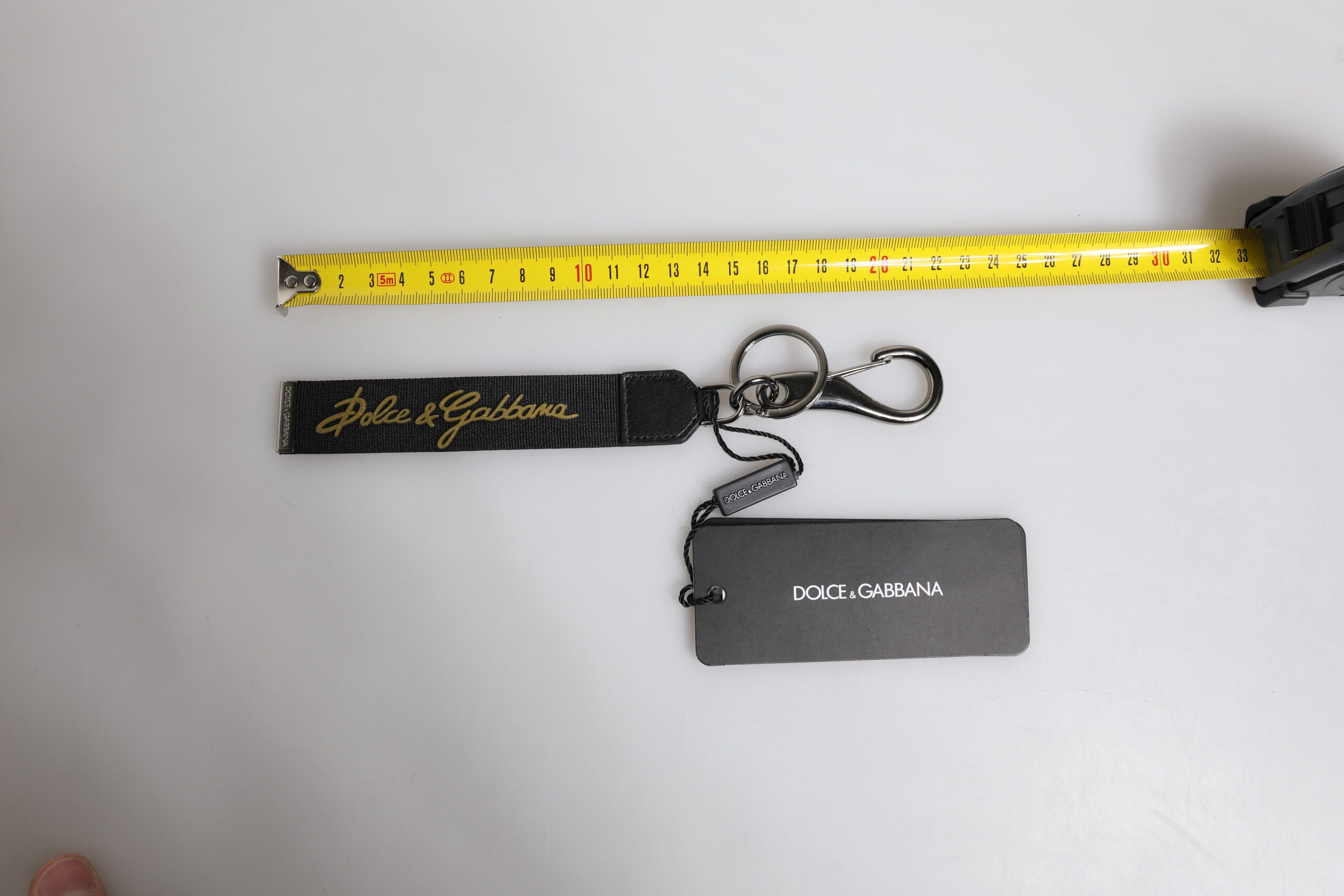 Dolce & Gabbana Black Logo Nylon Silver Brass Men Holder Keychain Keyring -   -  Dolce & Gabbana.