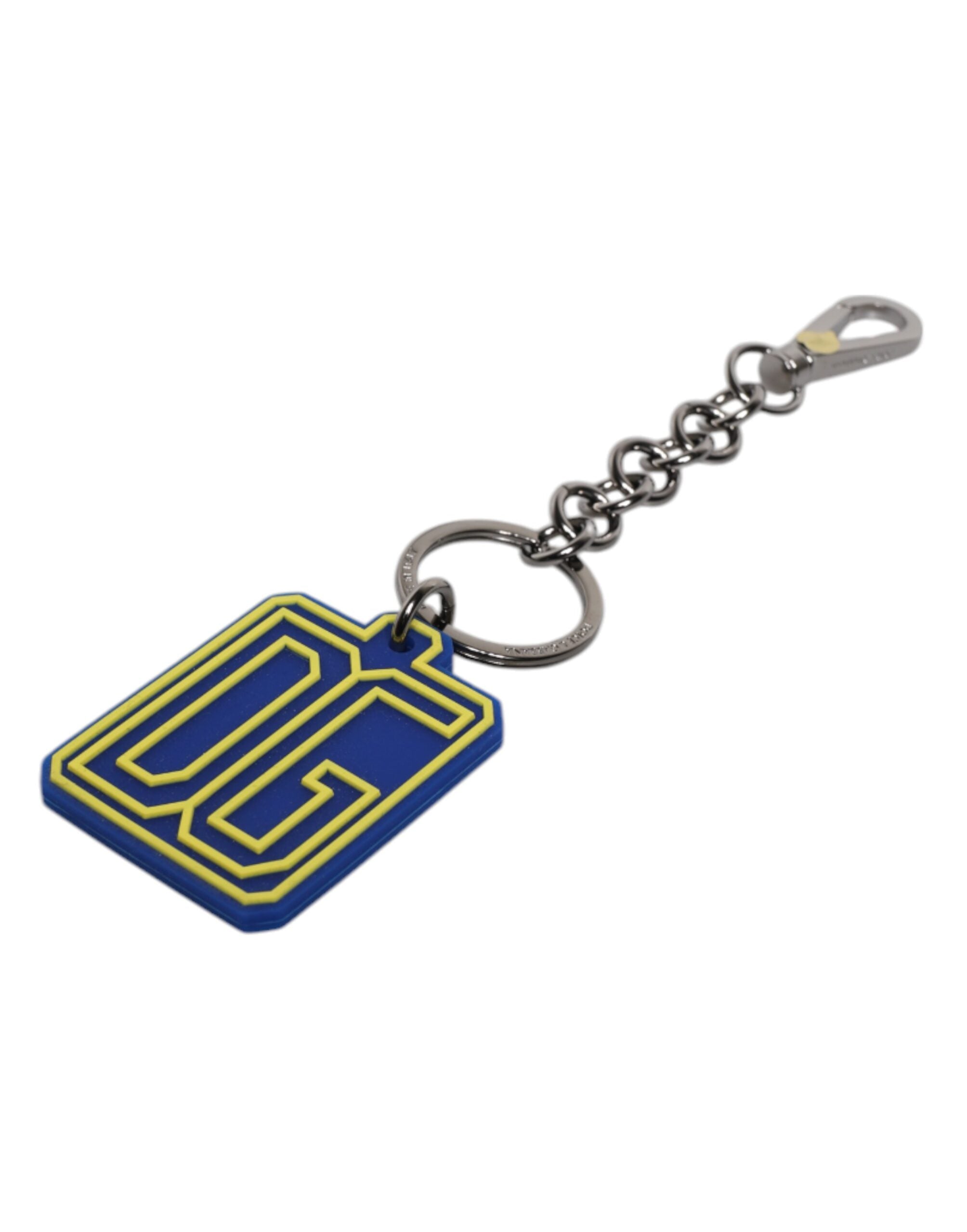 Dolce & Gabbana Blue Yellow DG Rubber Logo Silver Men's Keychain Keyring -   -  Dolce & Gabbana.