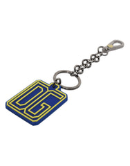Dolce & Gabbana Blue Yellow DG Rubber Logo Silver Men's Keychain Keyring -   -  Dolce & Gabbana.