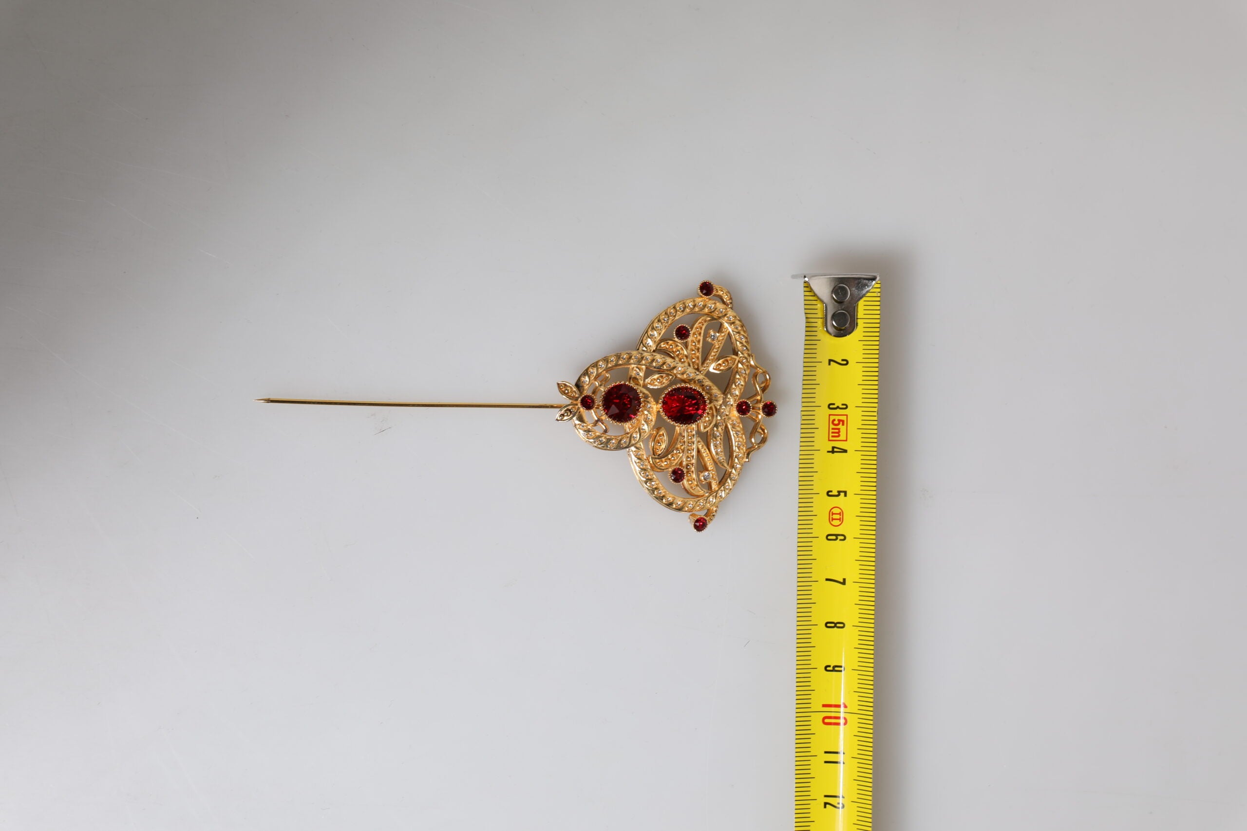 Dolce & Gabbana Gold Tone Red Crystal Embellish 925 Sterling Silver Pin -   -  Dolce & Gabbana.