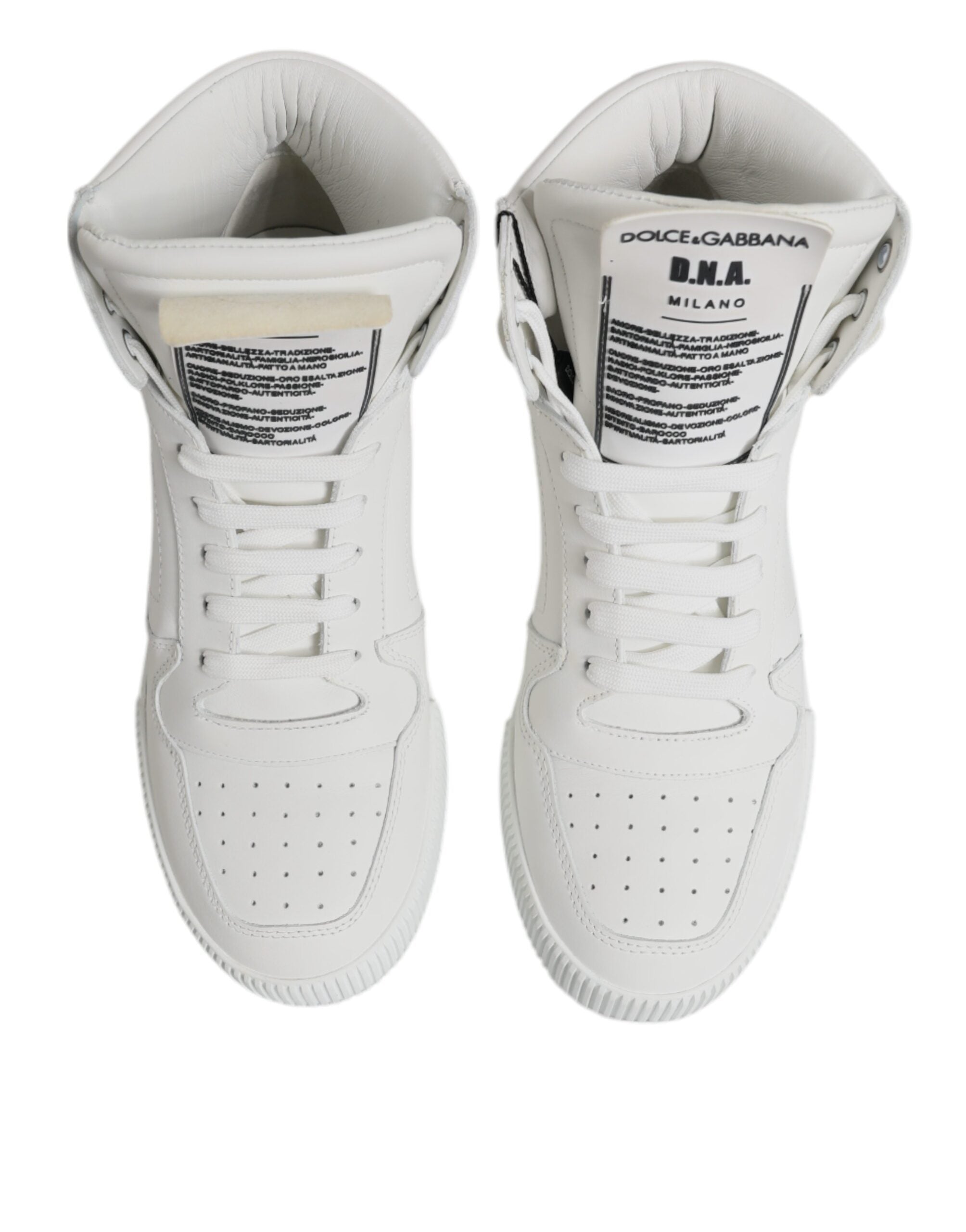 Dolce & Gabbana White Leather High Top Sneakers Shoes -   -  Dolce & Gabbana.