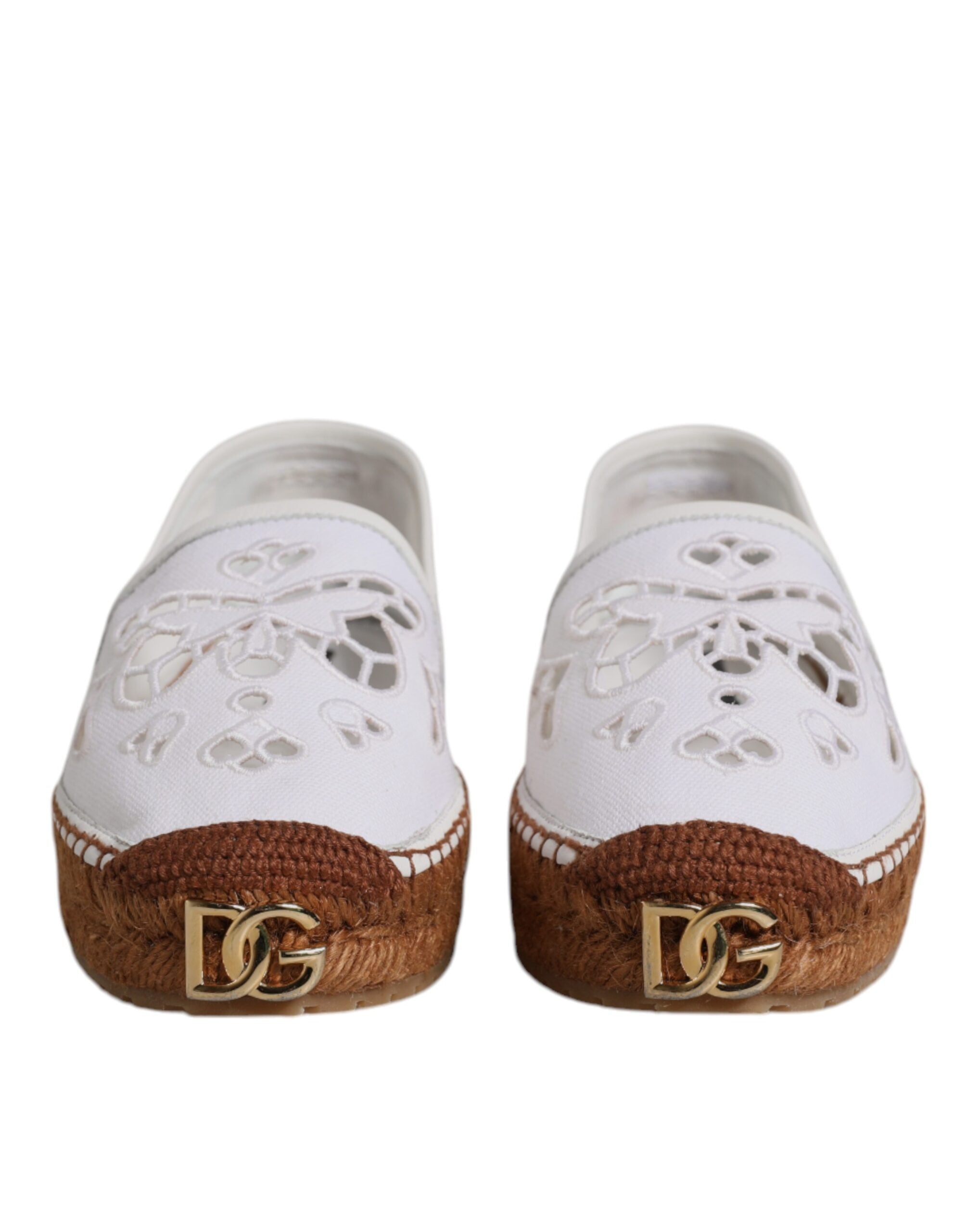 Dolce & Gabbana White Logo Eyelet Slip On Espadrilles Shoes -   -  Dolce & Gabbana.