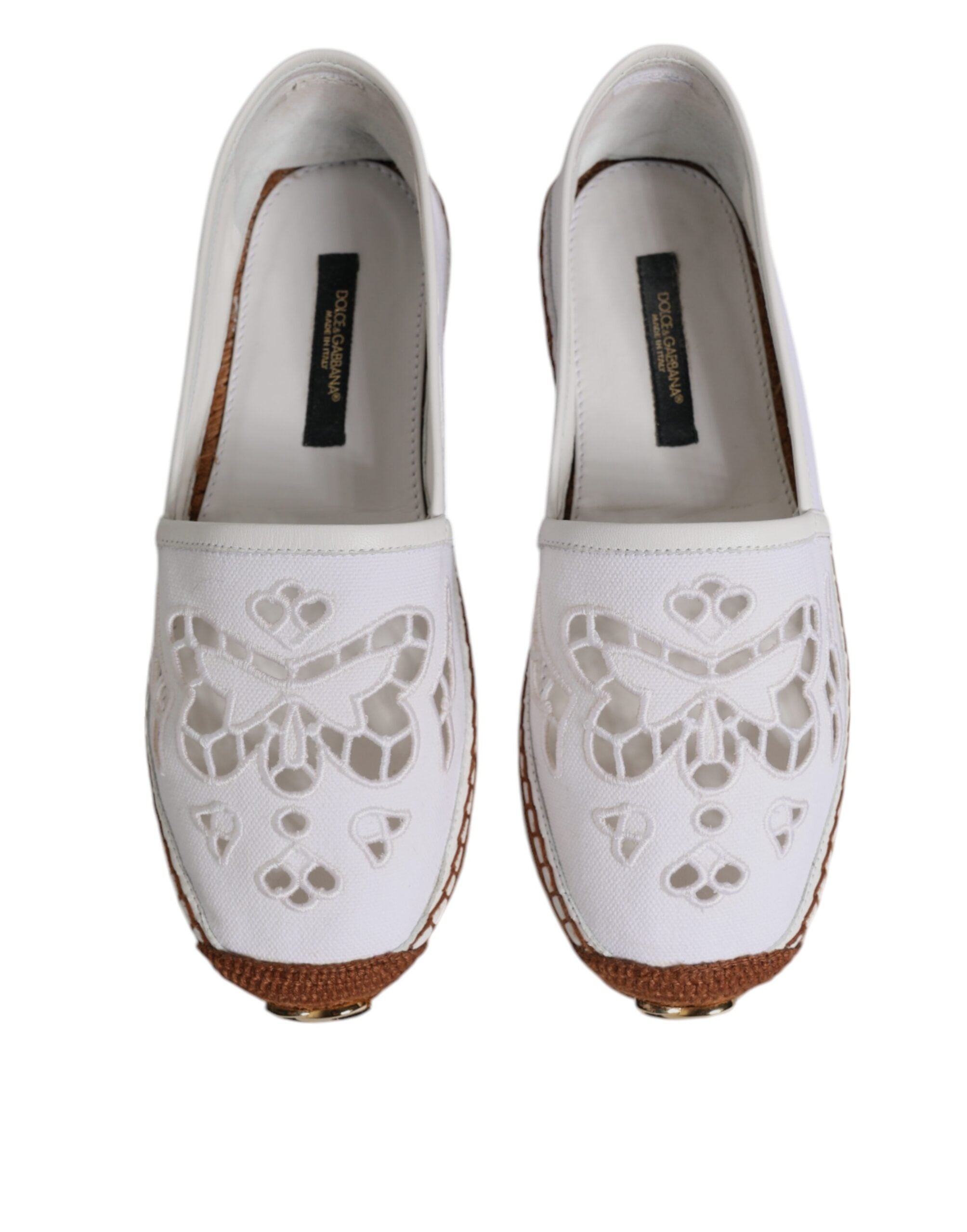 Dolce & Gabbana White Logo Eyelet Slip On Espadrilles Shoes -   -  Dolce & Gabbana.