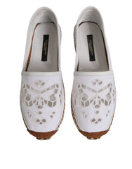 Dolce & Gabbana White Logo Eyelet Slip On Espadrilles Shoes -   -  Dolce & Gabbana.