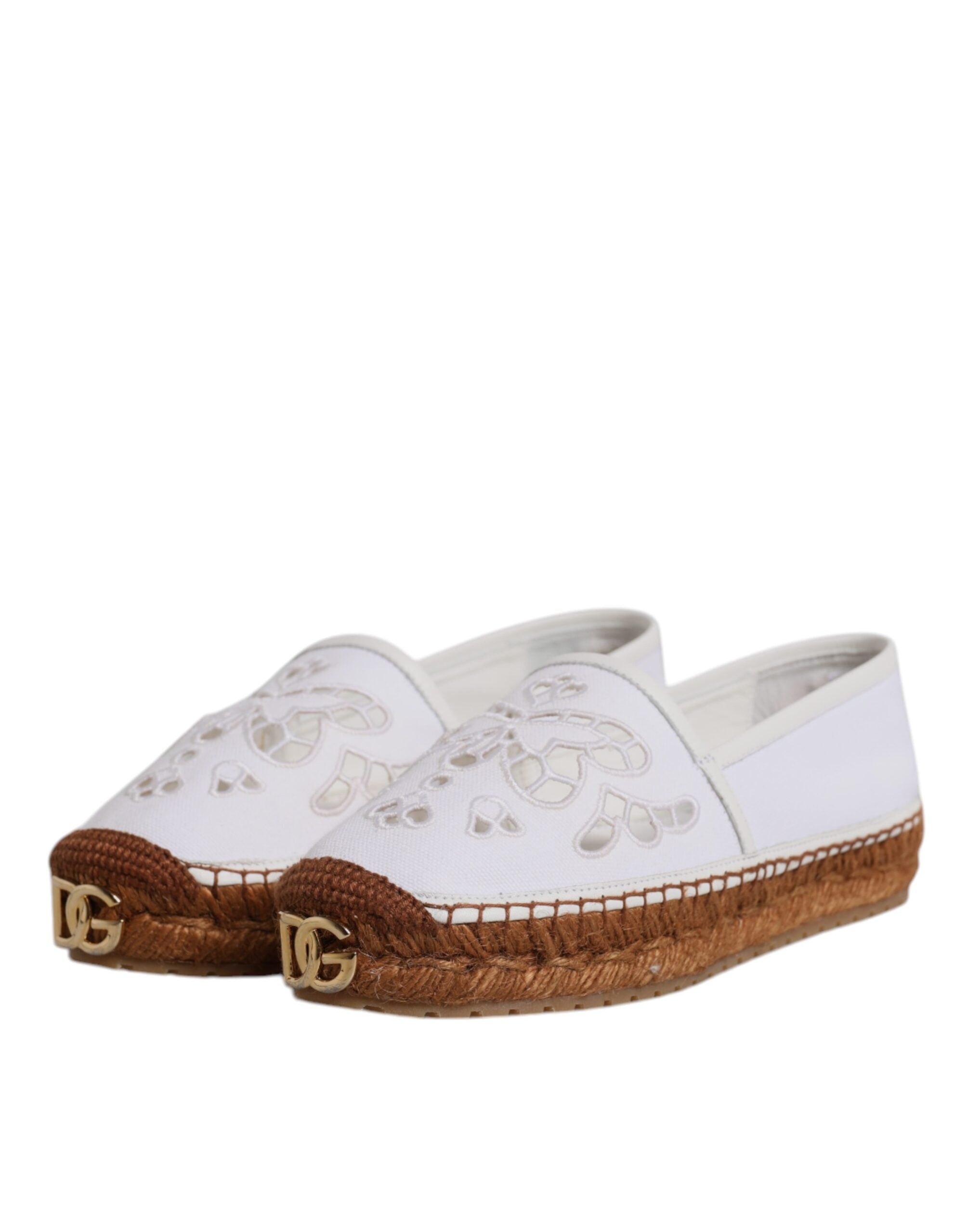 Dolce & Gabbana White Logo Eyelet Slip On Espadrilles Shoes -   -  Dolce & Gabbana.