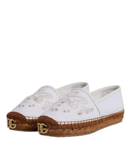 Dolce & Gabbana White Logo Eyelet Slip On Espadrilles Shoes -   -  Dolce & Gabbana.