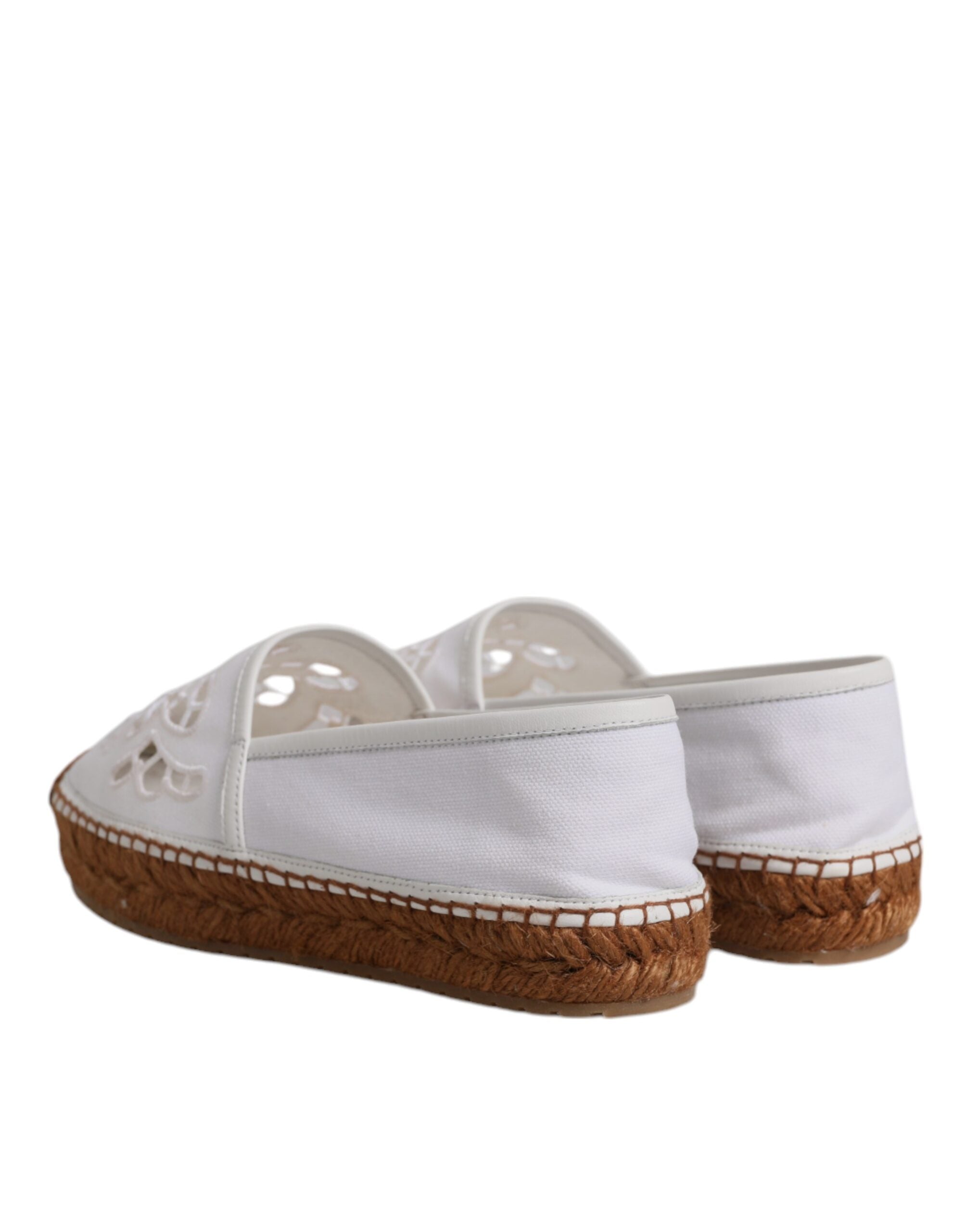Dolce & Gabbana White Logo Eyelet Slip On Espadrilles Shoes -   -  Dolce & Gabbana.