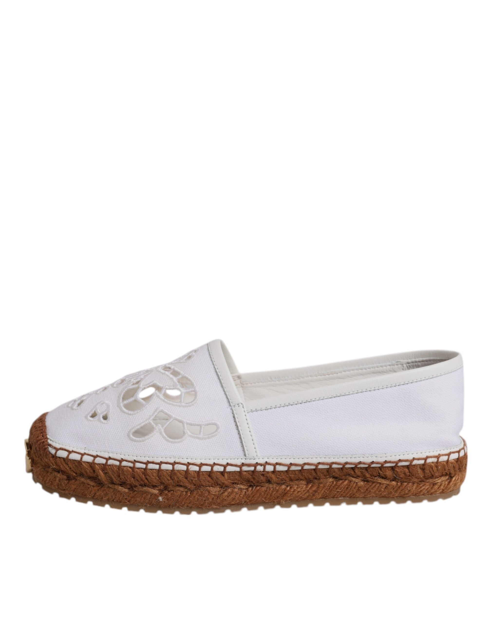 Dolce & Gabbana White Logo Eyelet Slip On Espadrilles Shoes -   -  Dolce & Gabbana.