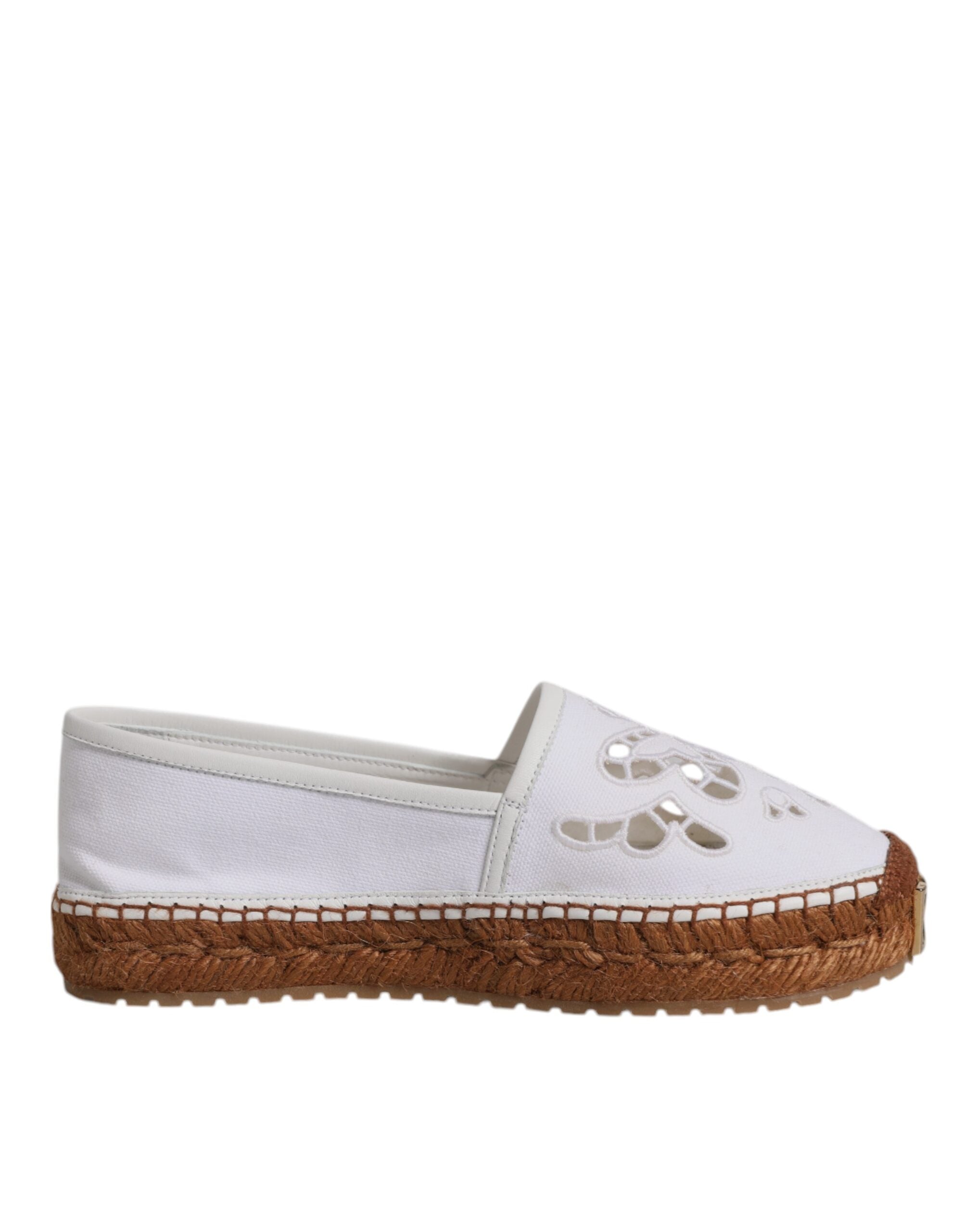 Dolce & Gabbana White Logo Eyelet Slip On Espadrilles Shoes -   -  Dolce & Gabbana.
