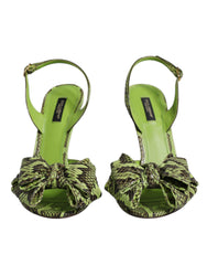 Dolce & Gabbana Green Python Leather Heels Sandals Shoes -   -  Dolce & Gabbana.