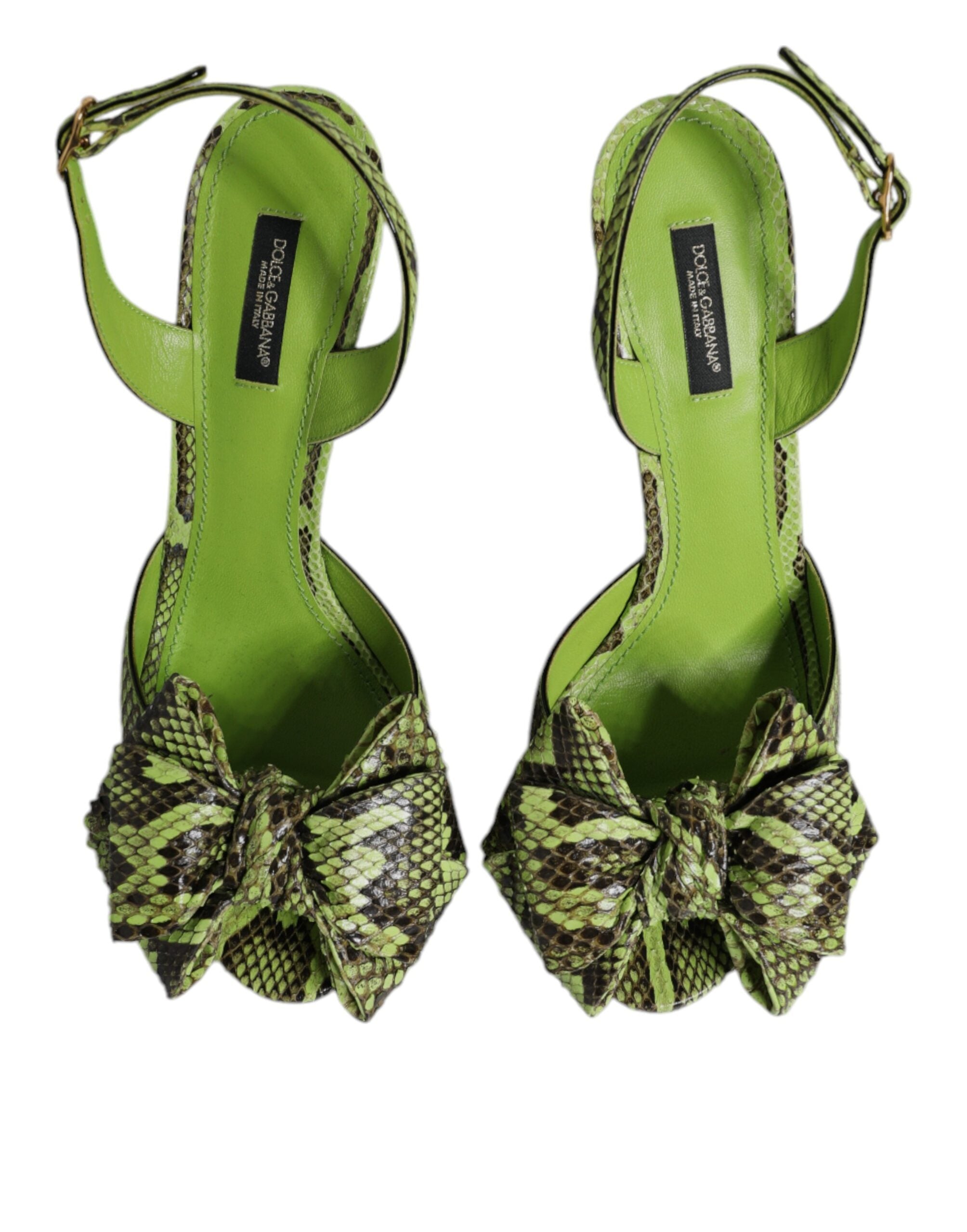 Dolce & Gabbana Green Python Leather Heels Sandals Shoes -   -  Dolce & Gabbana.