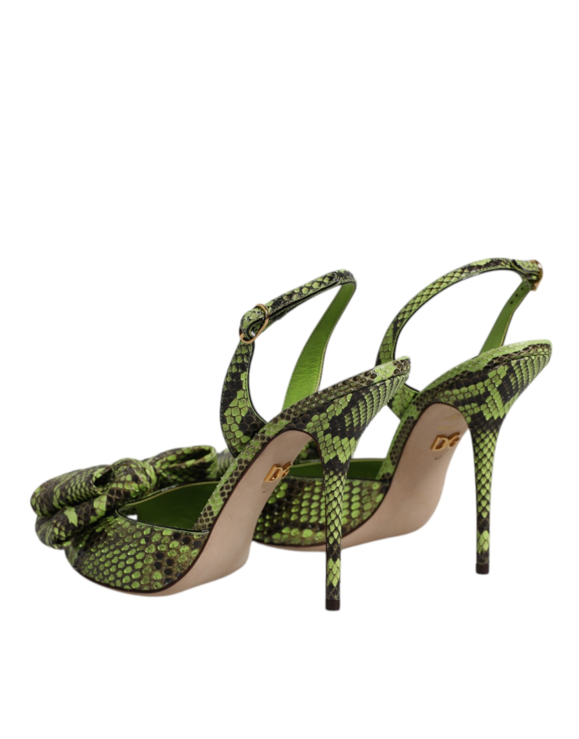 Dolce & Gabbana Green Python Leather Heels Sandals Shoes -   -  Dolce & Gabbana.
