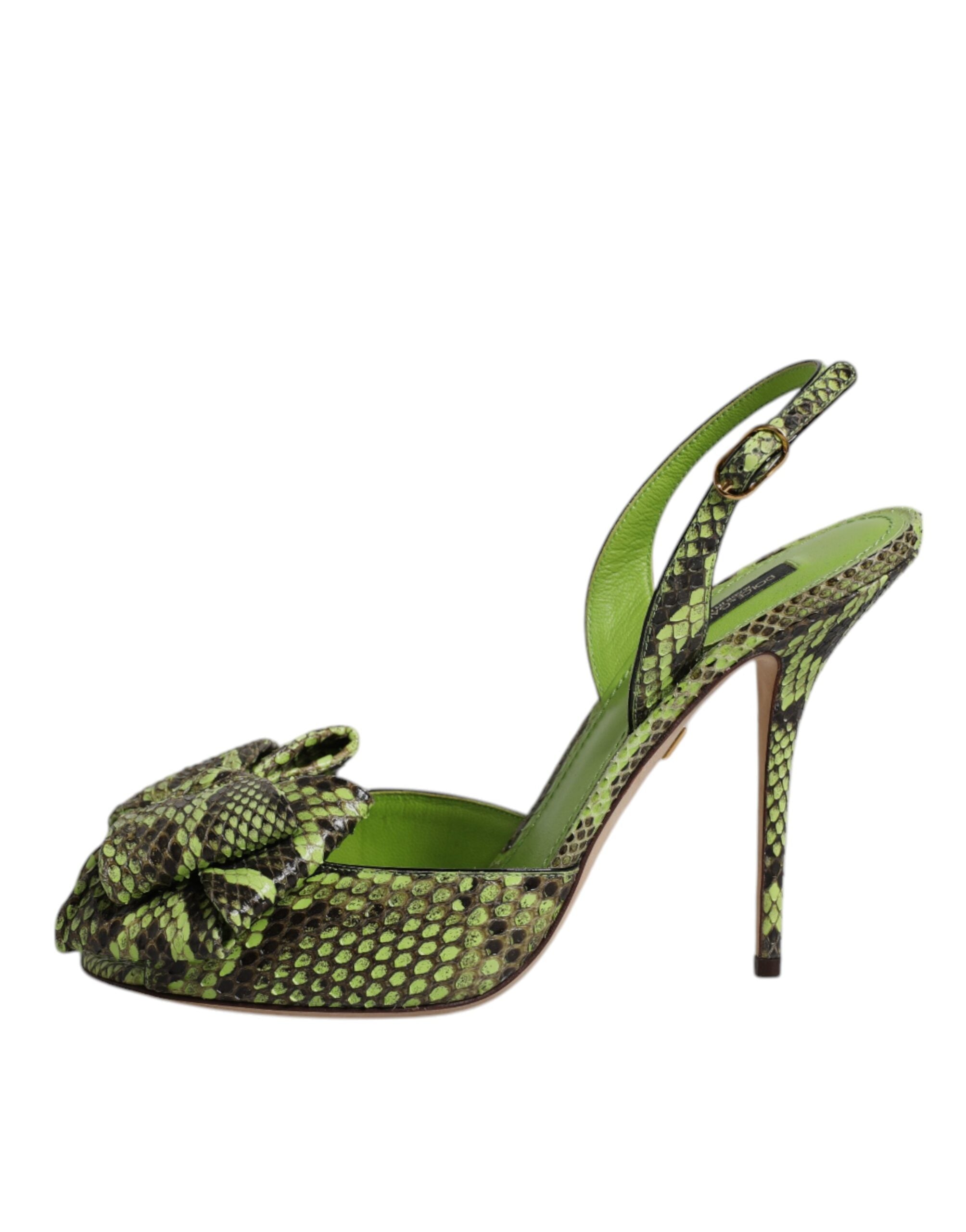 Dolce & Gabbana Green Python Leather Heels Sandals Shoes -   -  Dolce & Gabbana.