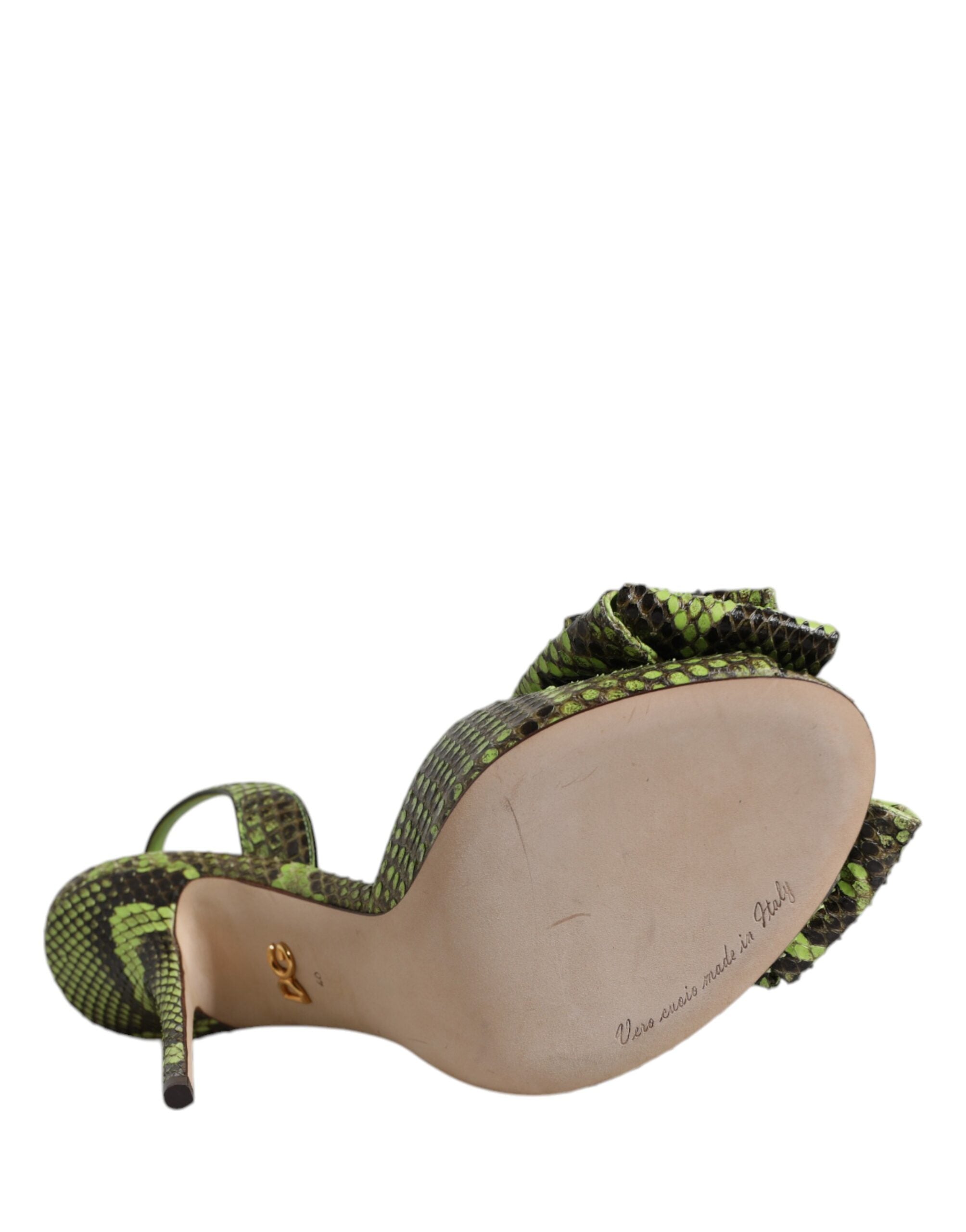 Dolce & Gabbana Green Python Leather Heels Sandals Shoes -   -  Dolce & Gabbana.