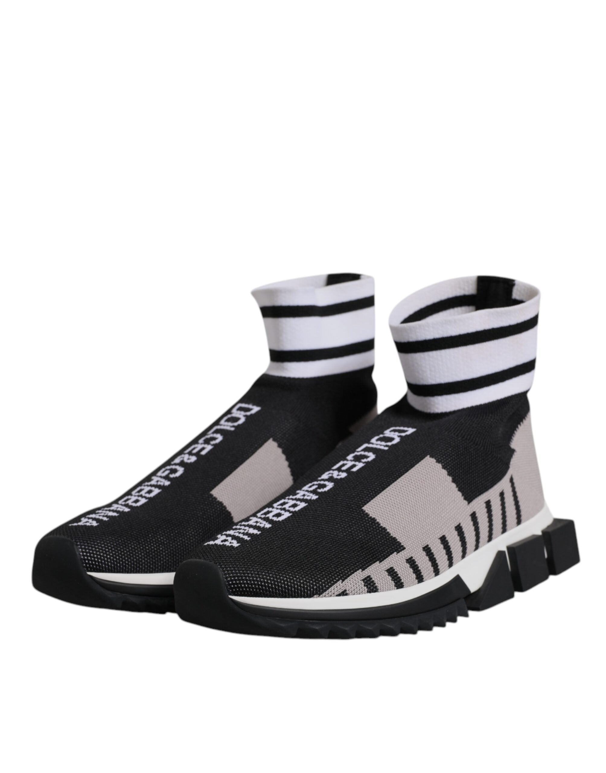 Dolce & Gabbana Black Gray Sorrento Socks Women Sneakers Shoes -   -  Dolce & Gabbana.