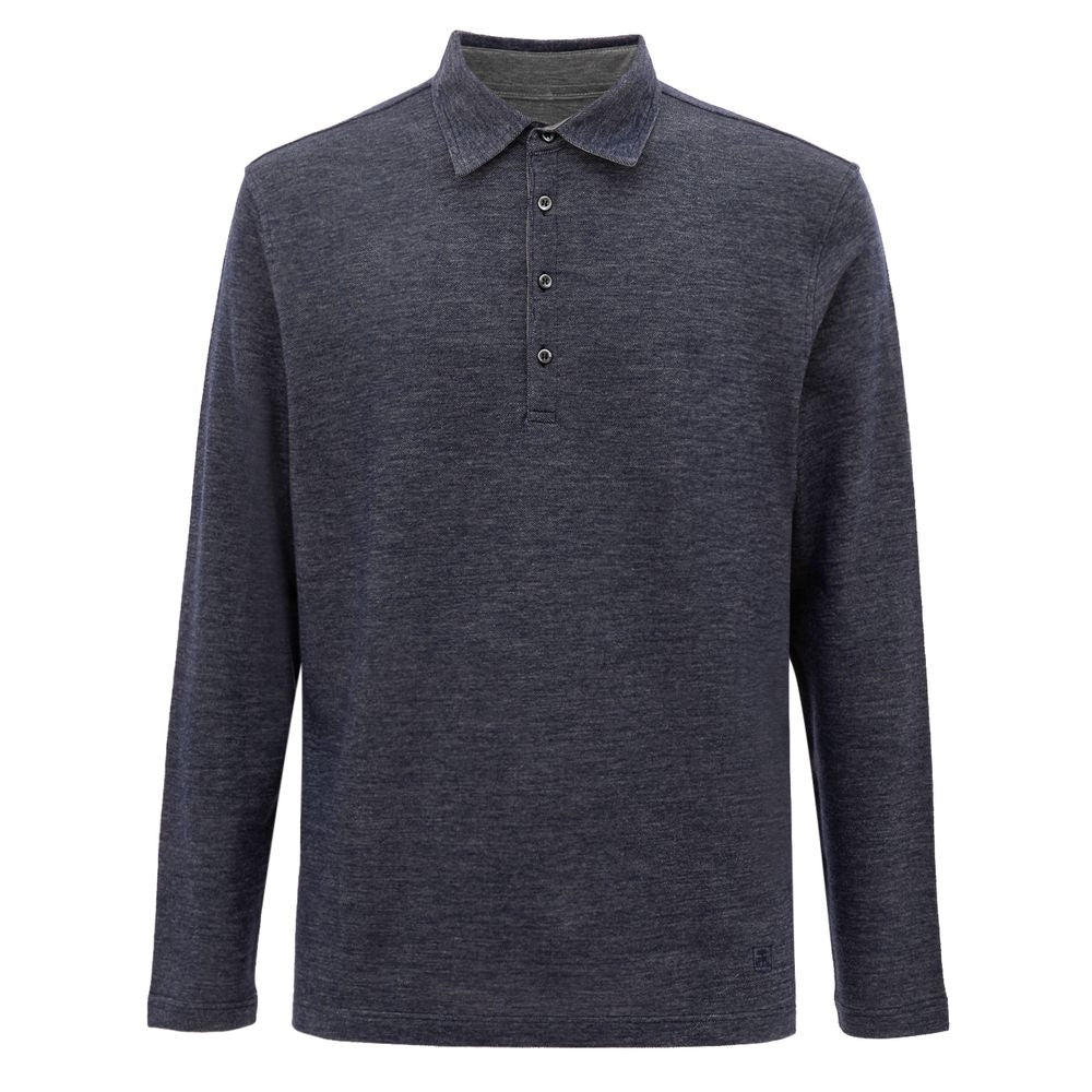 Corneliani Blue Wool Polo Shirt -   -  Corneliani.