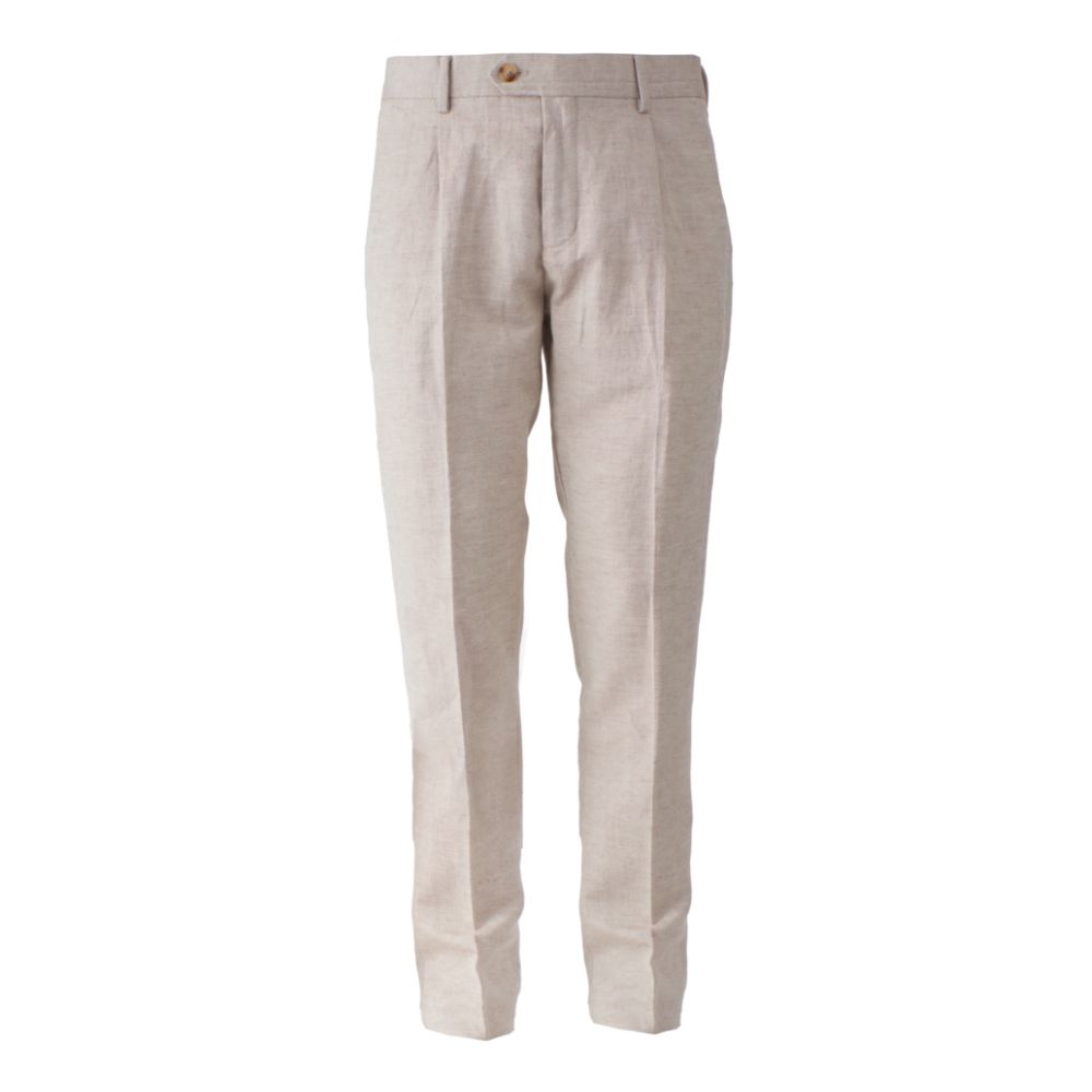 Yes Zee Beige Linen Jeans & Pant -   -  Yes Zee.