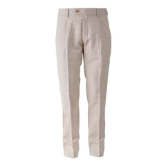 Yes Zee Beige Linen Jeans & Pant -   -  Yes Zee.