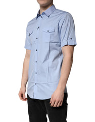 Dolce & Gabbana Blue Cotton Button Down Casual Polo Shirt -   -  Dolce & Gabbana.