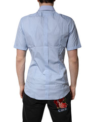 Dolce & Gabbana Blue Cotton Button Down Casual Polo Shirt -   -  Dolce & Gabbana.